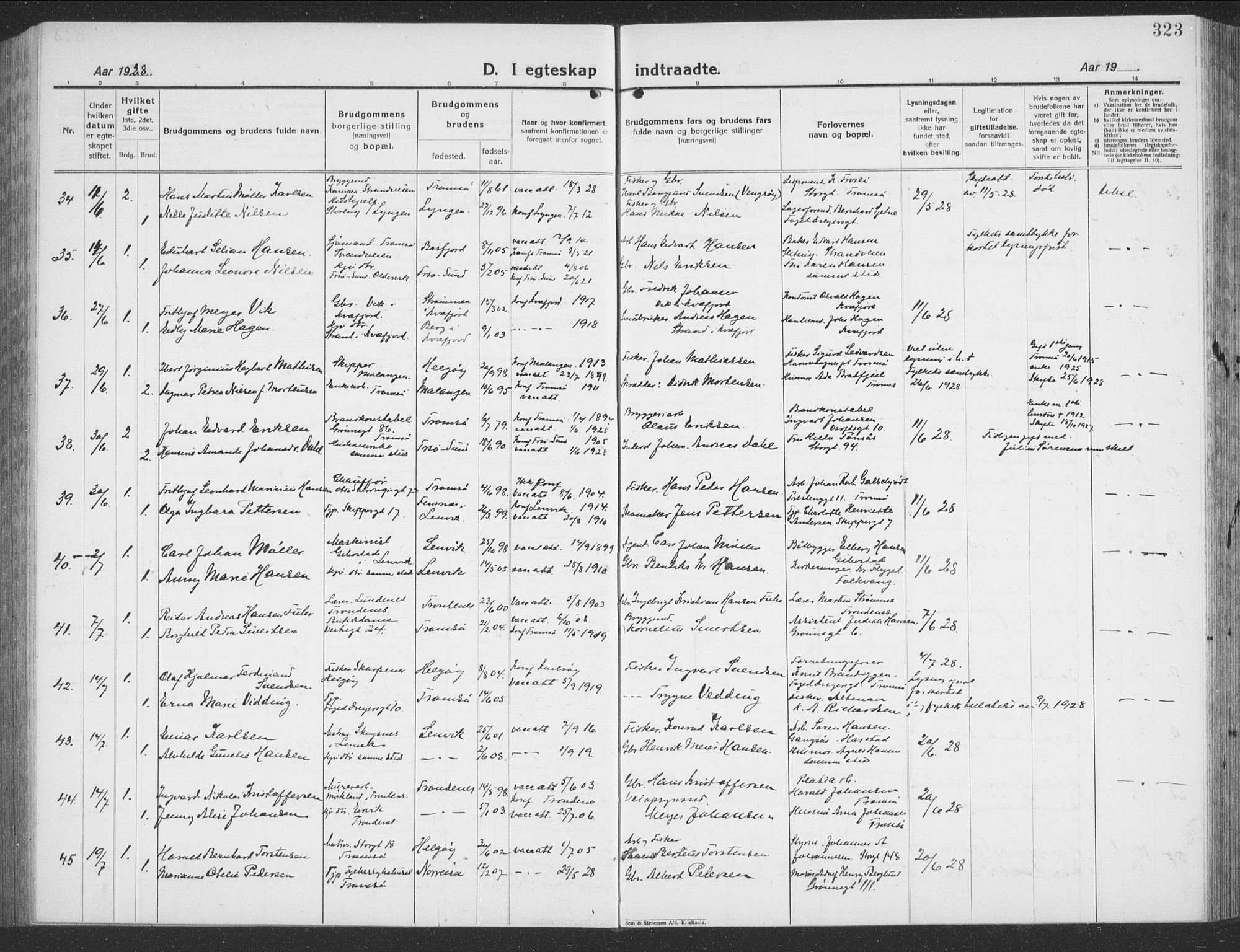 Tromsø sokneprestkontor/stiftsprosti/domprosti, AV/SATØ-S-1343/G/Gb/L0010klokker: Parish register (copy) no. 10, 1925-1937, p. 323