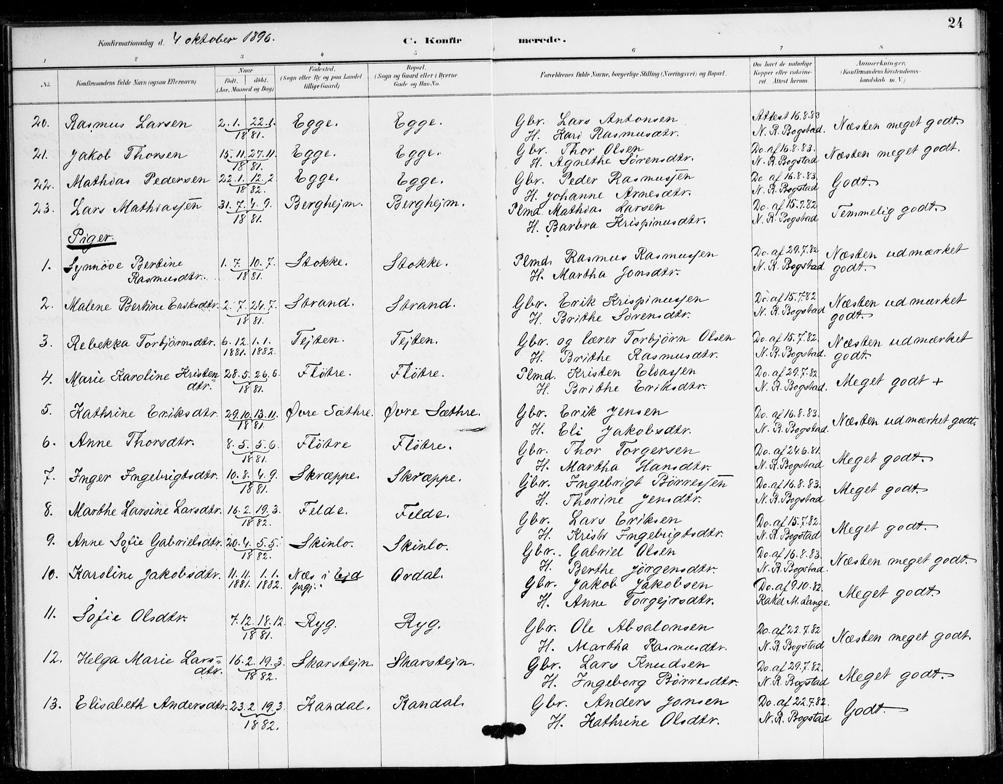 Gloppen sokneprestembete, AV/SAB-A-80101/H/Hac/L0002: Curate's parish register no. A 2, 1886-1897, p. 24