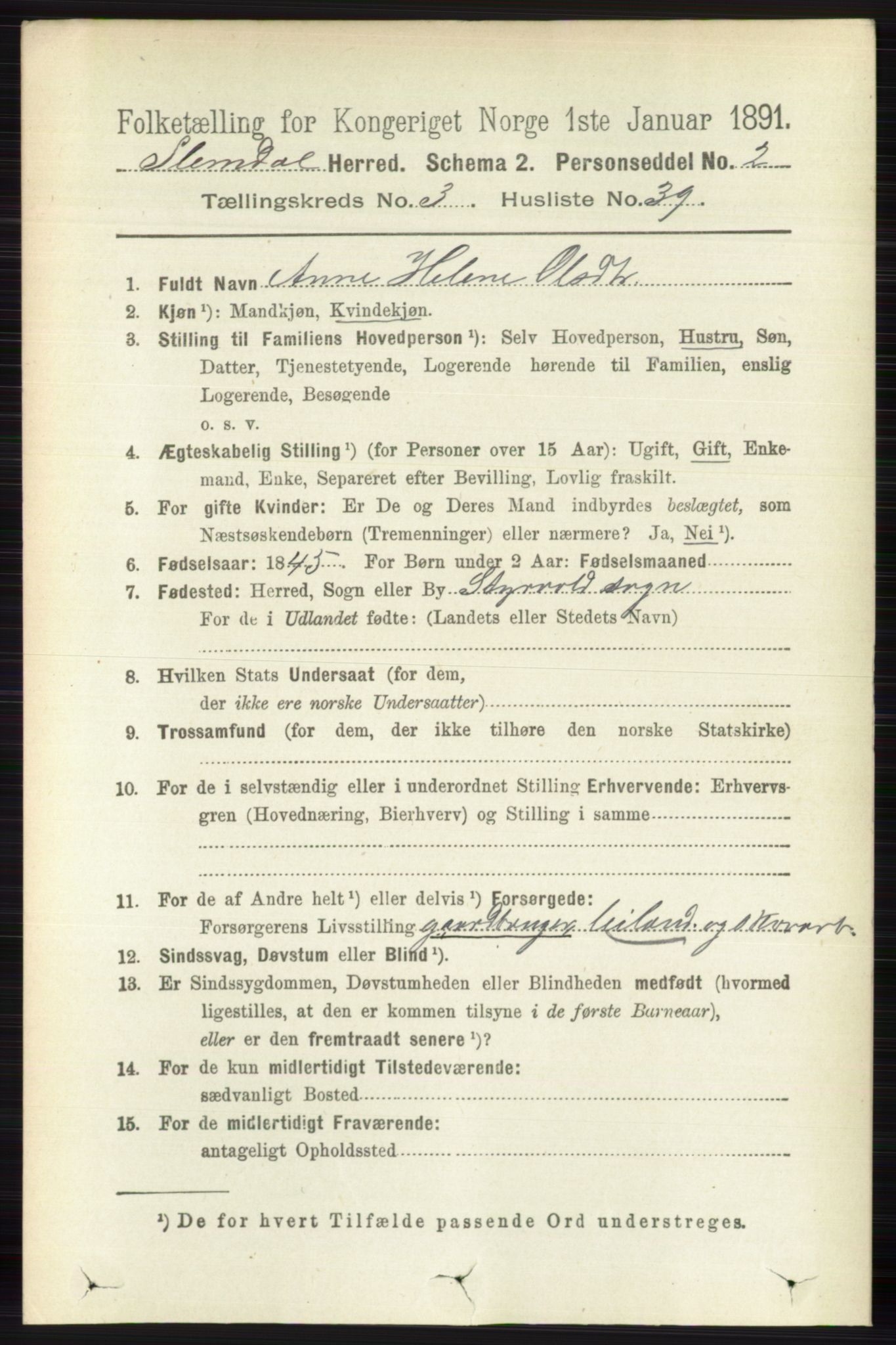 RA, 1891 census for 0811 Slemdal, 1891, p. 983