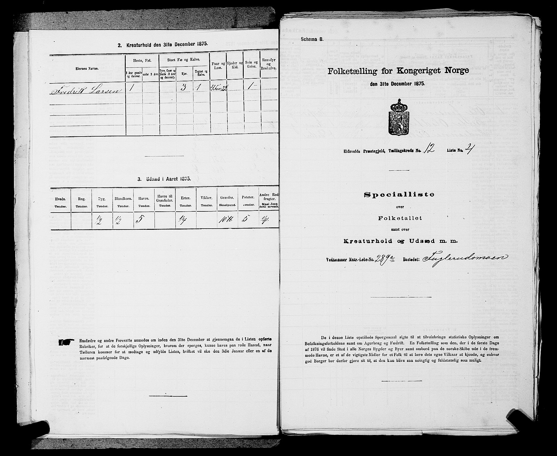 RA, 1875 census for 0237P Eidsvoll, 1875, p. 1857