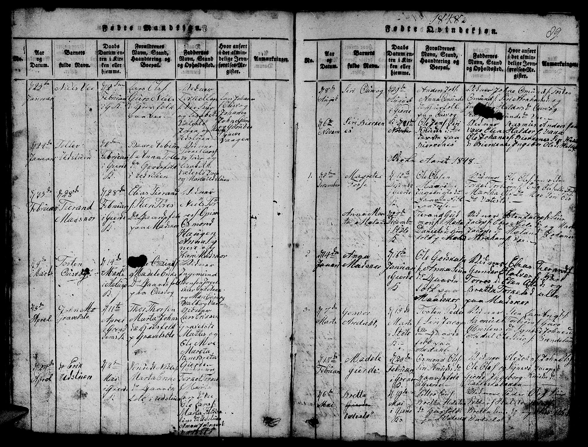 Etne sokneprestembete, SAB/A-75001/H/Hab: Parish register (copy) no. B 1, 1815-1850, p. 89