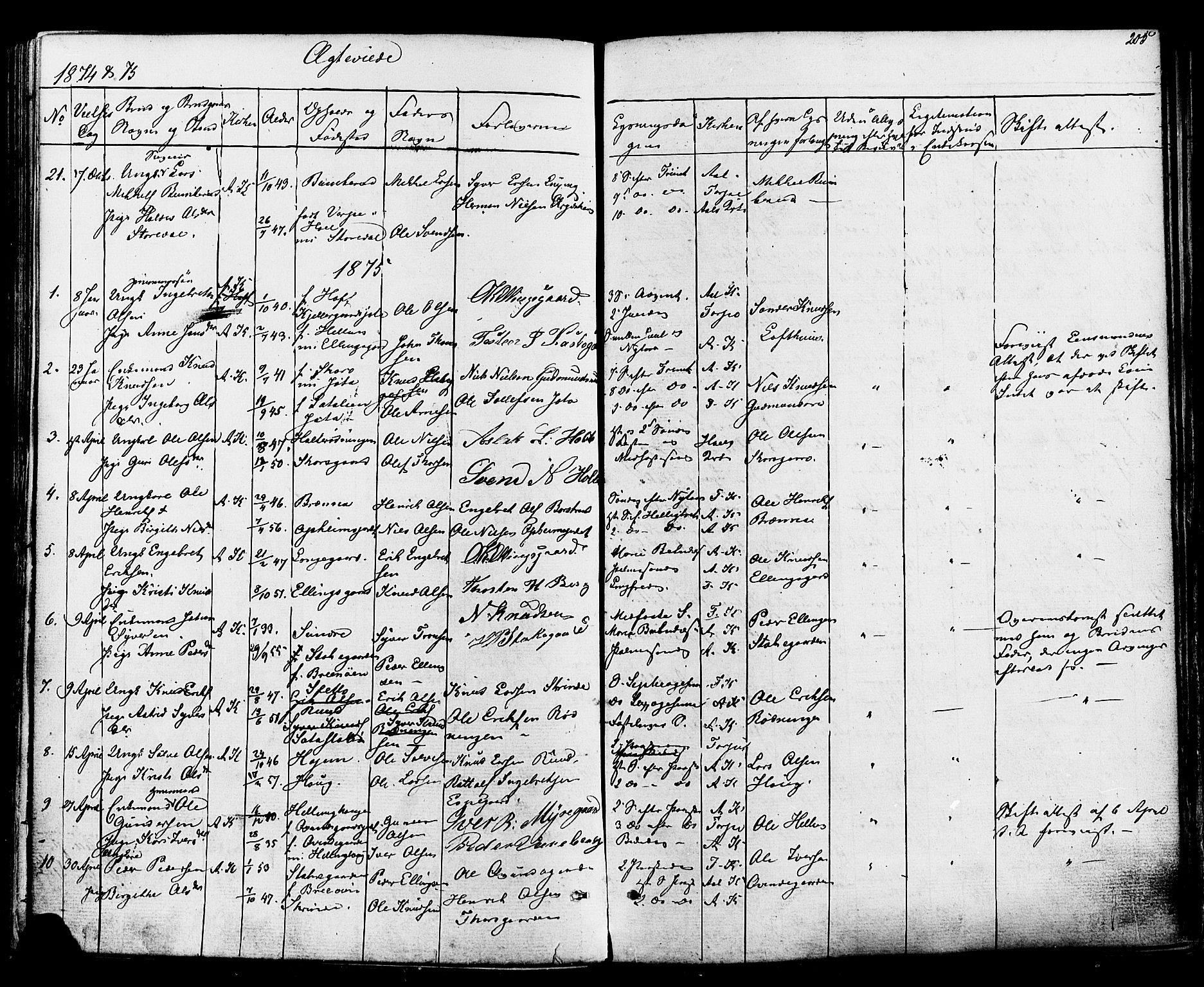 Ål kirkebøker, AV/SAKO-A-249/F/Fa/L0007: Parish register (official) no. I 7, 1865-1881, p. 205