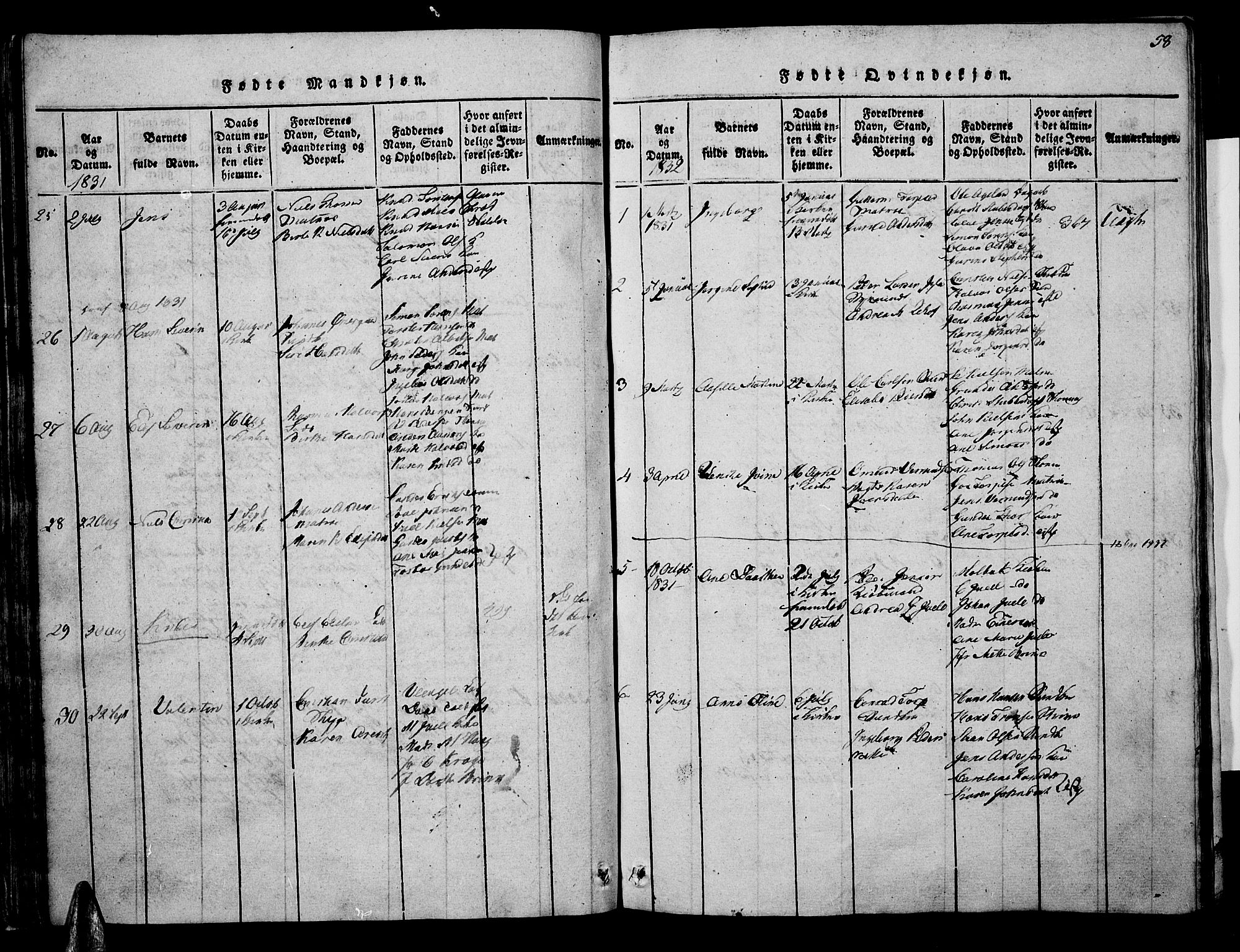 Risør sokneprestkontor, AV/SAK-1111-0035/F/Fa/L0002: Parish register (official) no. A 2, 1815-1839, p. 58