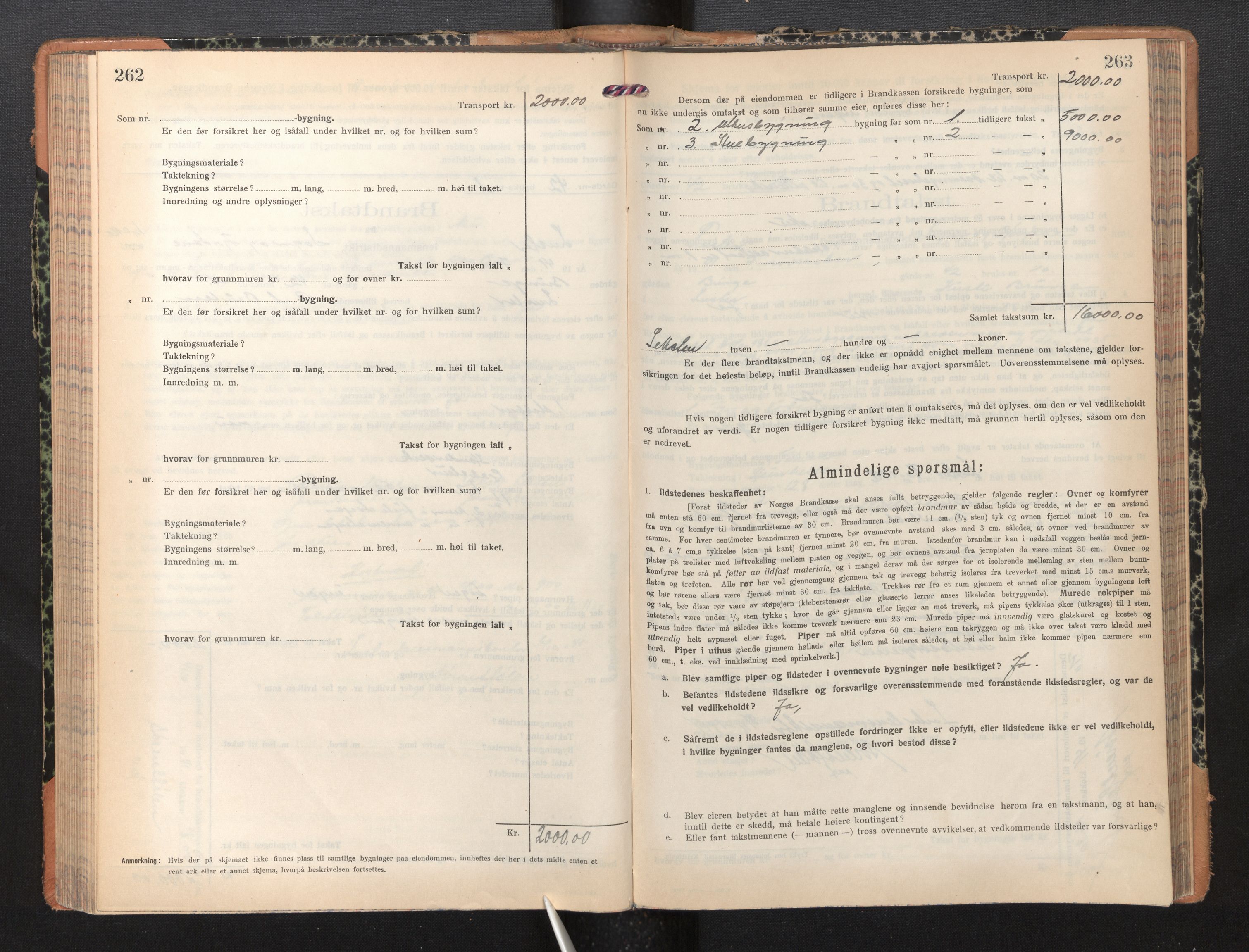 Lensmannen i Luster, SAB/A-29301/0012/L0008: Branntakstprotokoll, skjematakst, 1935-1949, p. 262-263