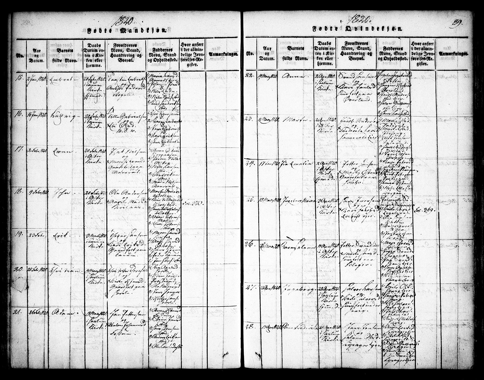 Asker prestekontor Kirkebøker, AV/SAO-A-10256a/F/Fa/L0006: Parish register (official) no. I 6, 1814-1824, p. 89