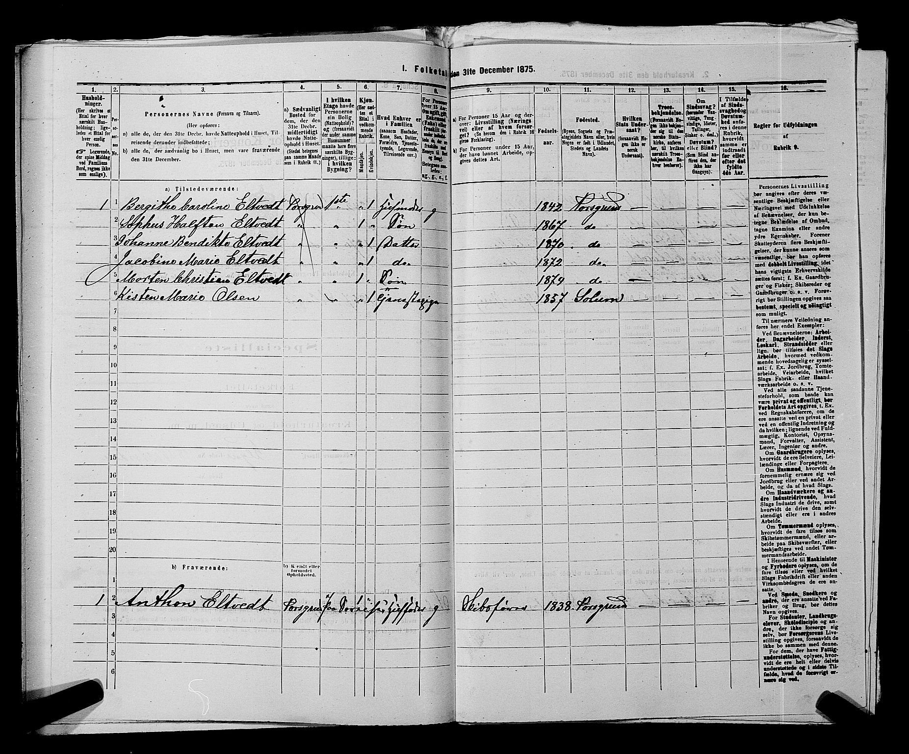 SAKO, 1875 census for 0805P Porsgrunn, 1875, p. 1022