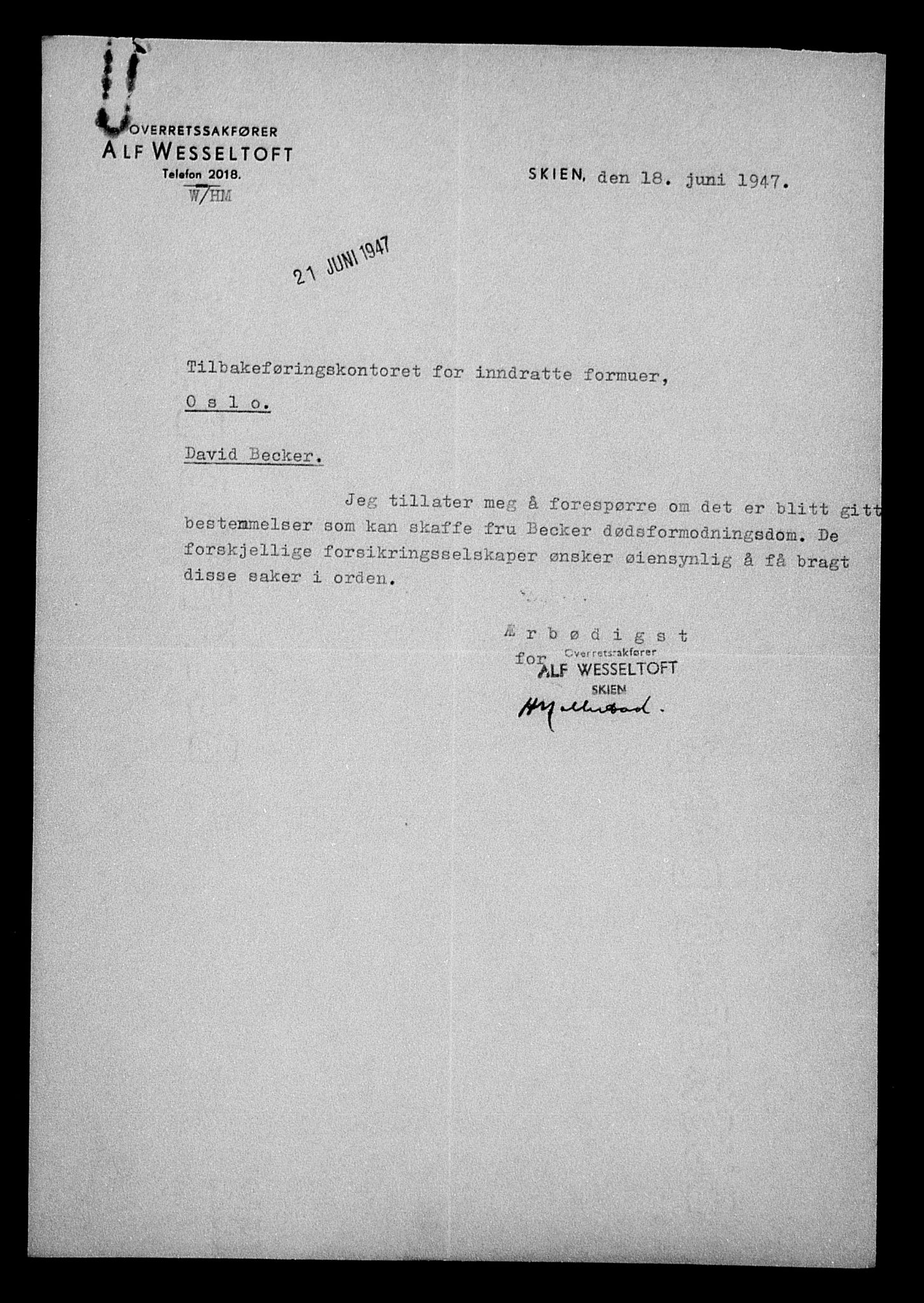 Justisdepartementet, Tilbakeføringskontoret for inndratte formuer, AV/RA-S-1564/H/Hc/Hcd/L0989: --, 1945-1947, p. 442