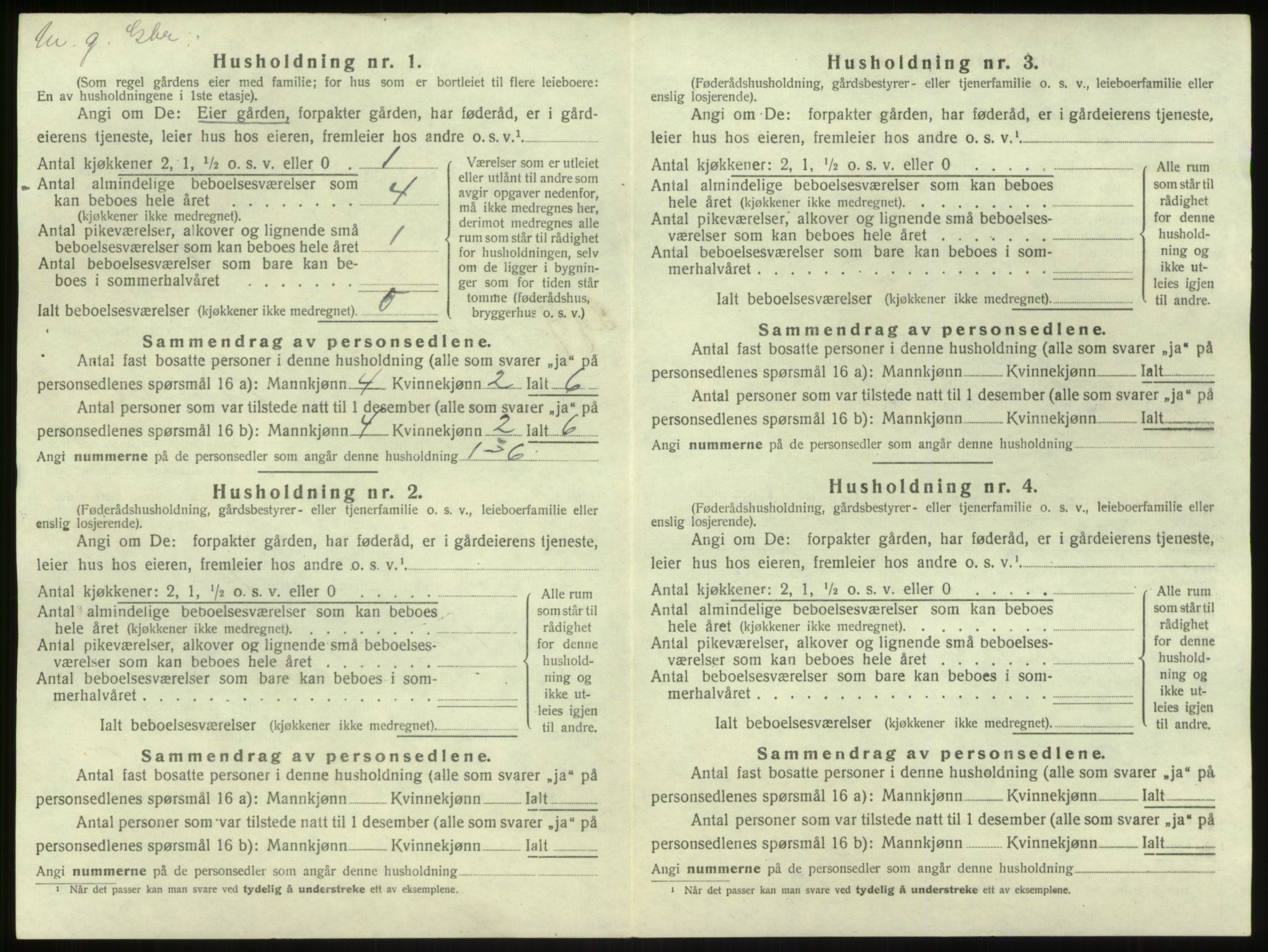 SAB, 1920 census for Hyllestad, 1920, p. 126