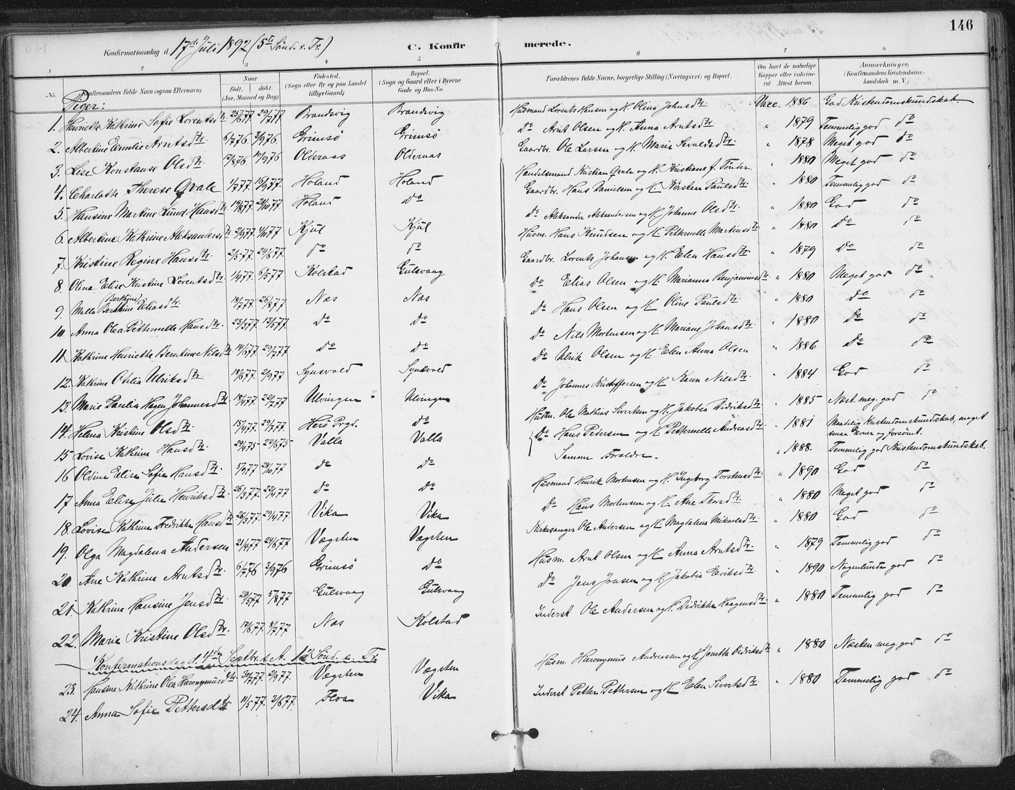 Ministerialprotokoller, klokkerbøker og fødselsregistre - Nordland, AV/SAT-A-1459/816/L0244: Parish register (official) no. 816A10, 1886-1903, p. 146