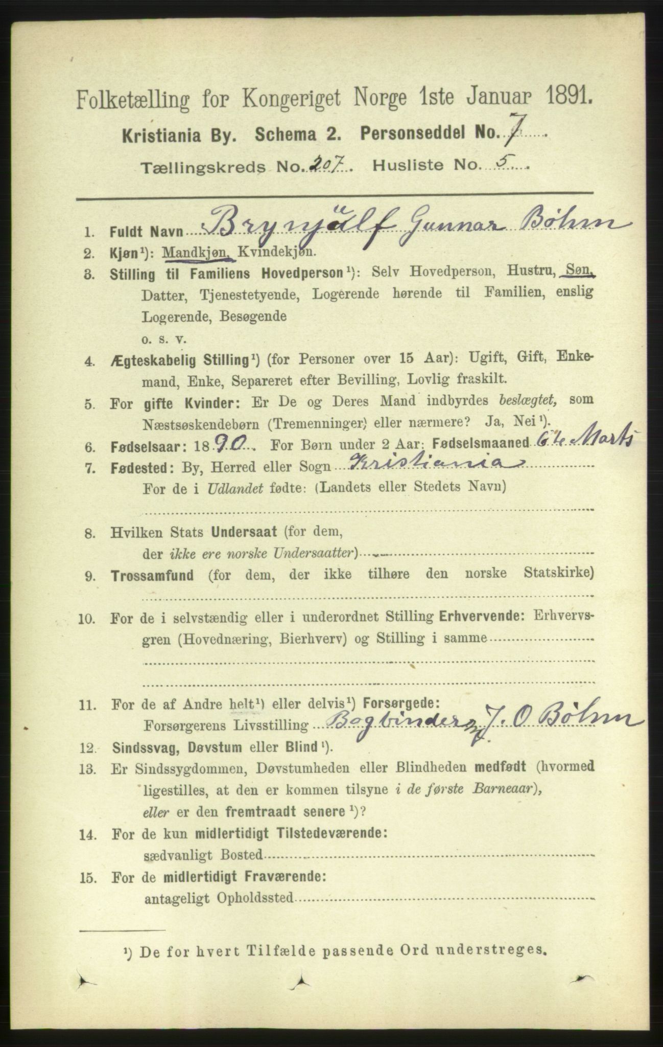 RA, 1891 census for 0301 Kristiania, 1891, p. 124470