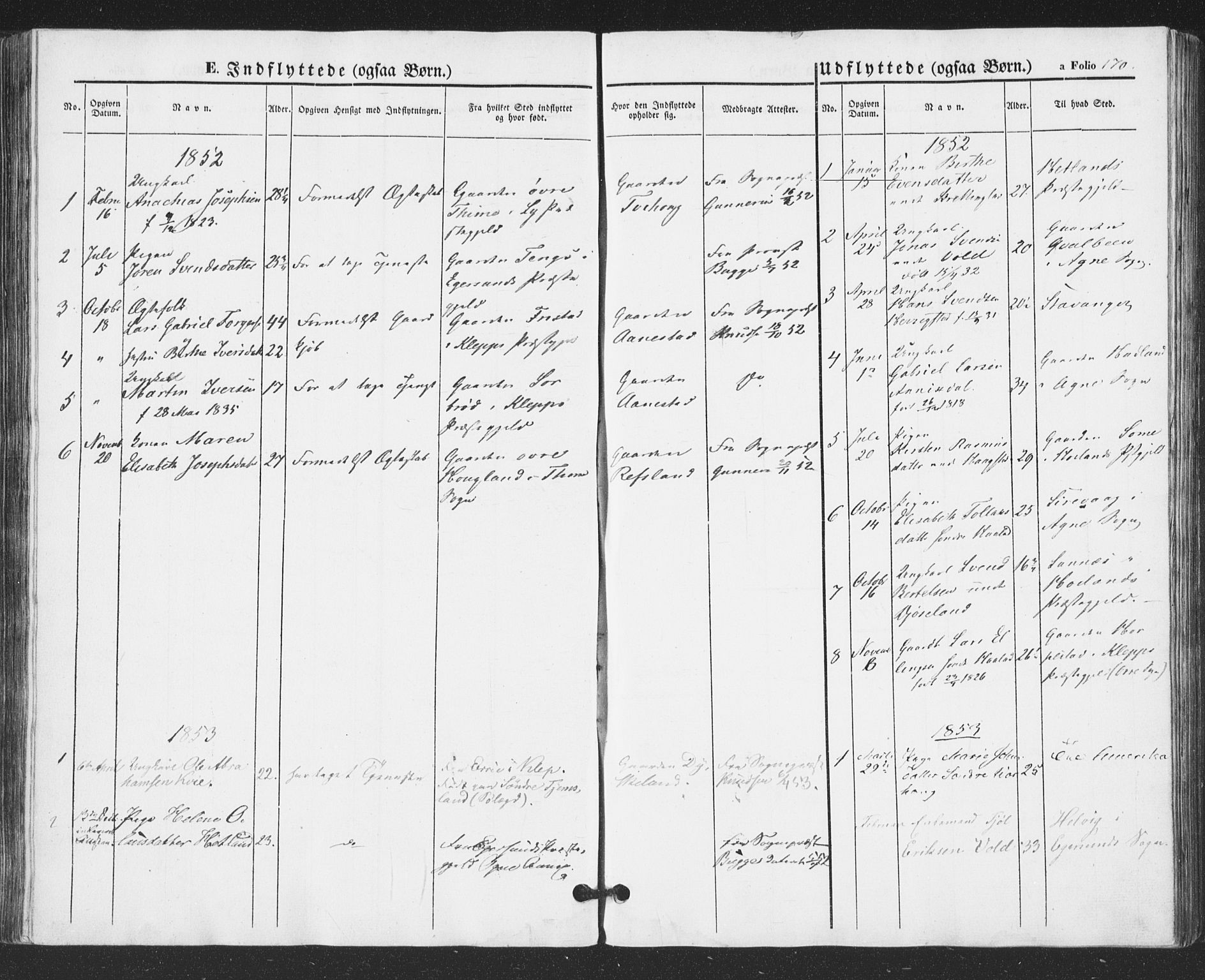 Hå sokneprestkontor, AV/SAST-A-101801/001/30BA/L0007: Parish register (official) no. A 6, 1842-1855, p. 170