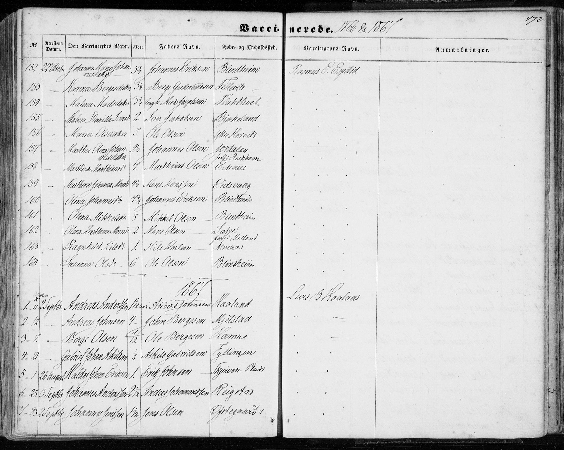Hamre sokneprestembete, SAB/A-75501/H/Ha/Haa/Haaa/L0014: Parish register (official) no. A 14, 1858-1872, p. 472
