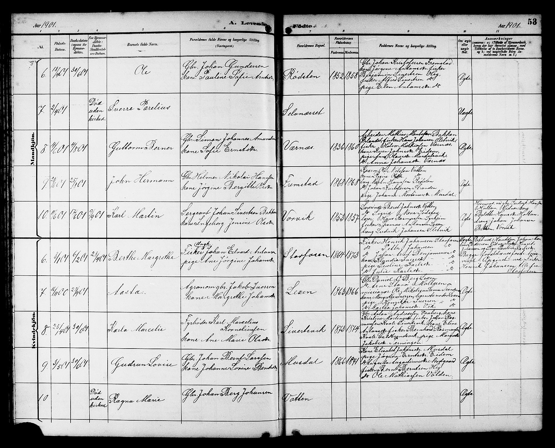 Ministerialprotokoller, klokkerbøker og fødselsregistre - Sør-Trøndelag, AV/SAT-A-1456/662/L0757: Parish register (copy) no. 662C02, 1892-1918, p. 53