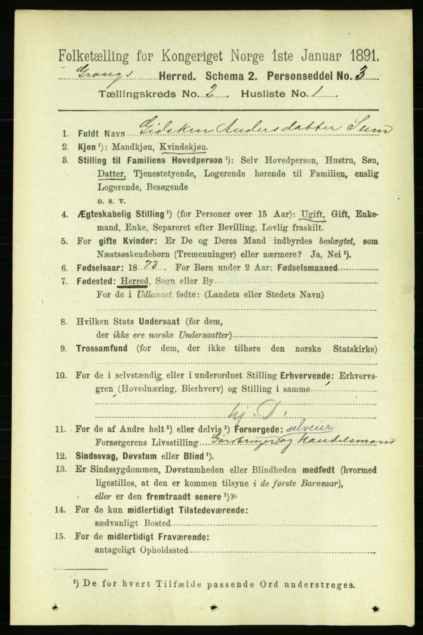 RA, 1891 census for 1742 Grong, 1891, p. 724