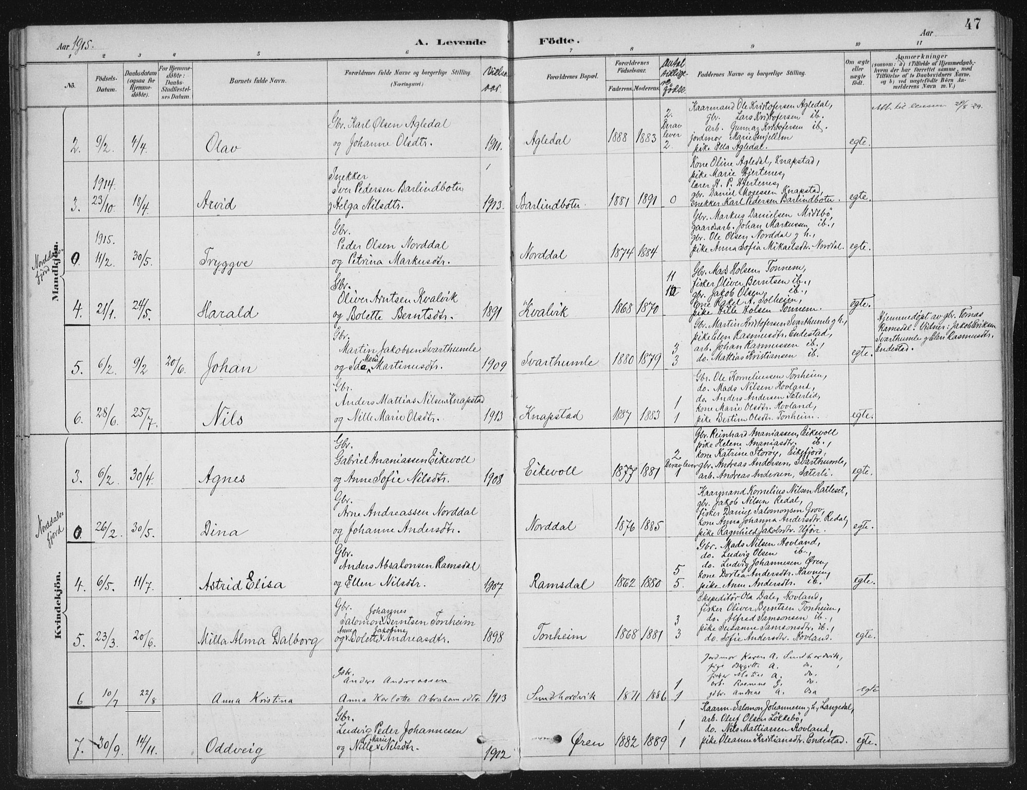 Kinn sokneprestembete, AV/SAB-A-80801/H/Haa/Haae/L0001: Parish register (official) no. E 1, 1890-1916, p. 47