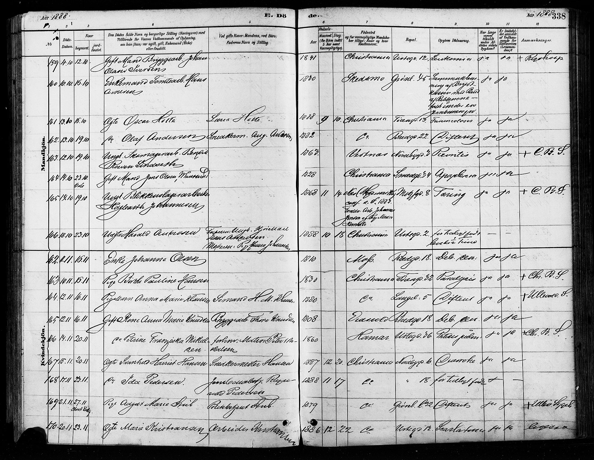 Grønland prestekontor Kirkebøker, AV/SAO-A-10848/F/Fa/L0008: Parish register (official) no. 8, 1881-1893, p. 338