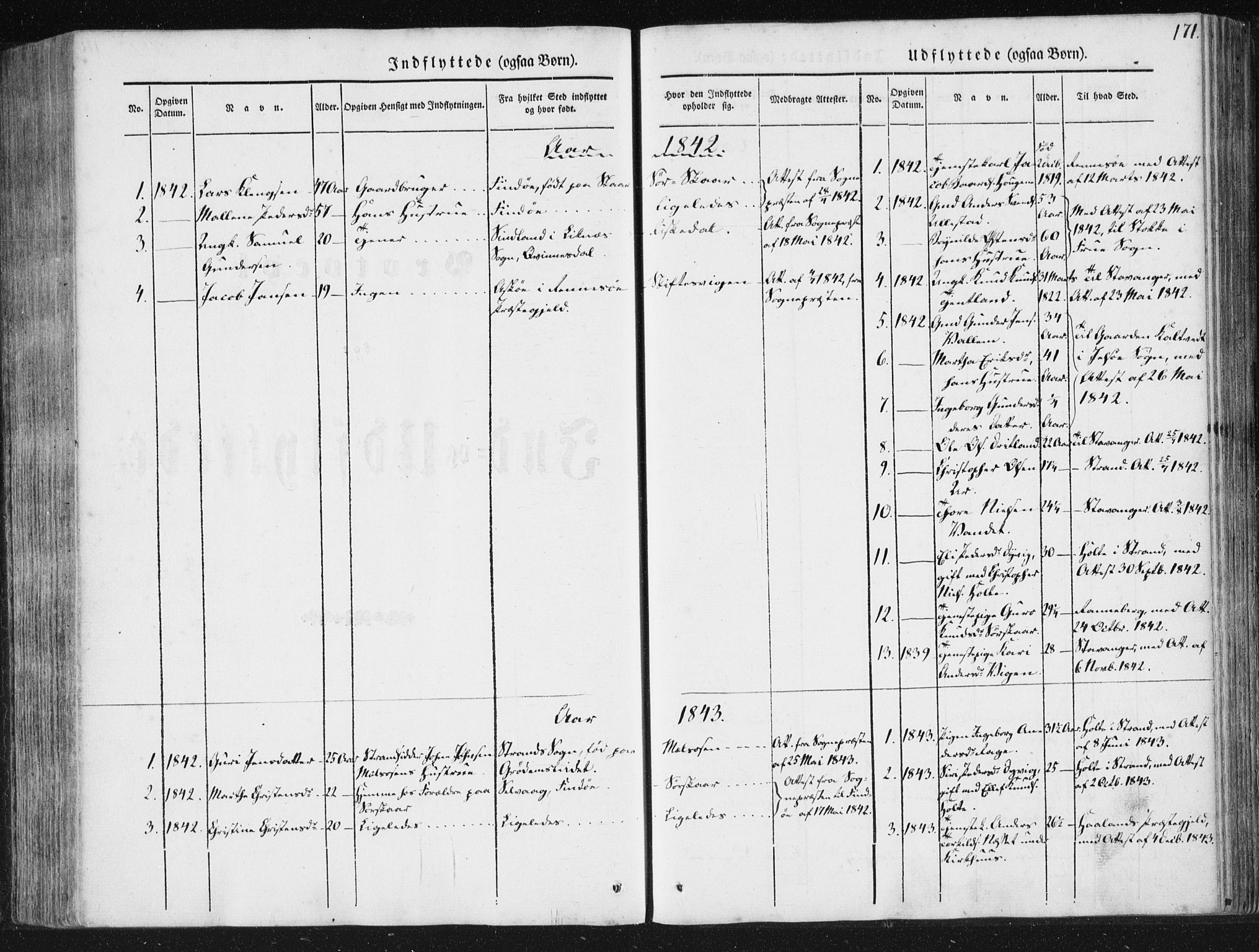 Hjelmeland sokneprestkontor, SAST/A-101843/01/IV/L0008: Parish register (official) no. A 8, 1842-1861, p. 171