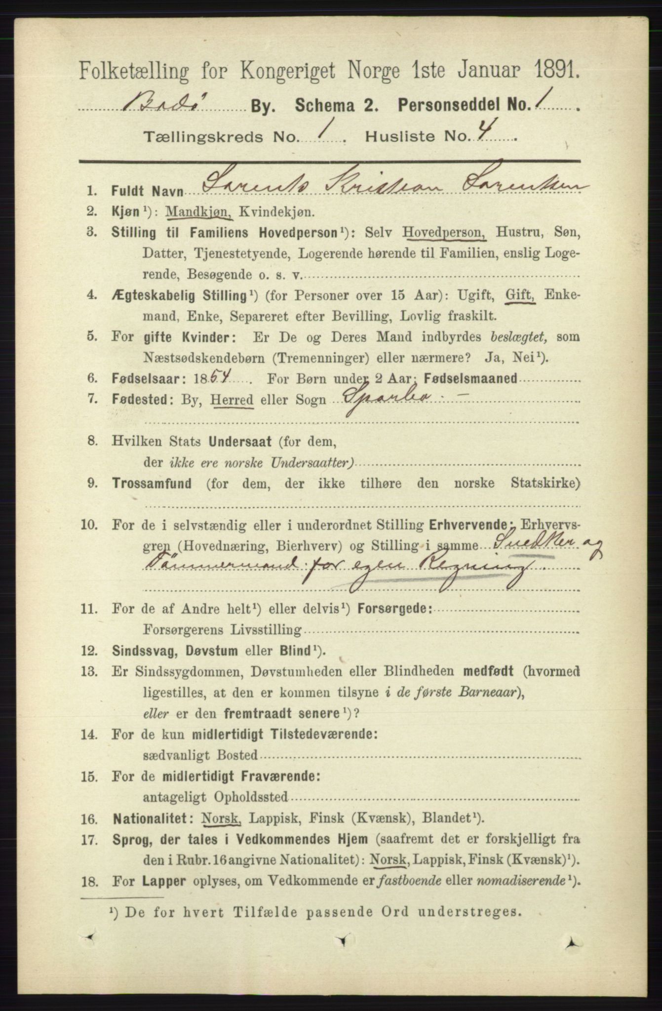 RA, 1891 census for 1804 Bodø, 1891, p. 144