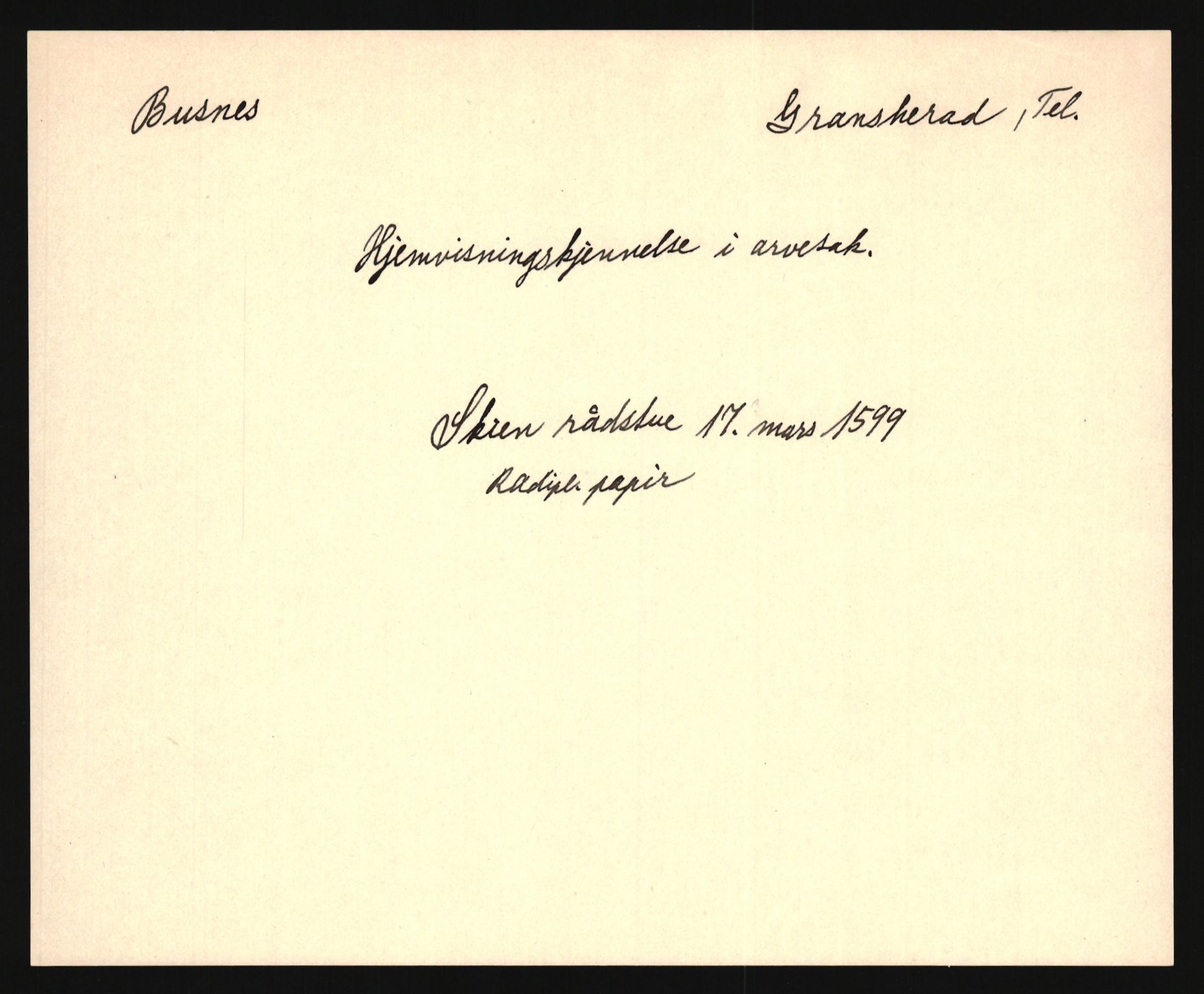 Riksarkivets diplomsamling, AV/RA-EA-5965/F35/F35e/L0021: Registreringssedler Telemark 2, 1400-1700, p. 381