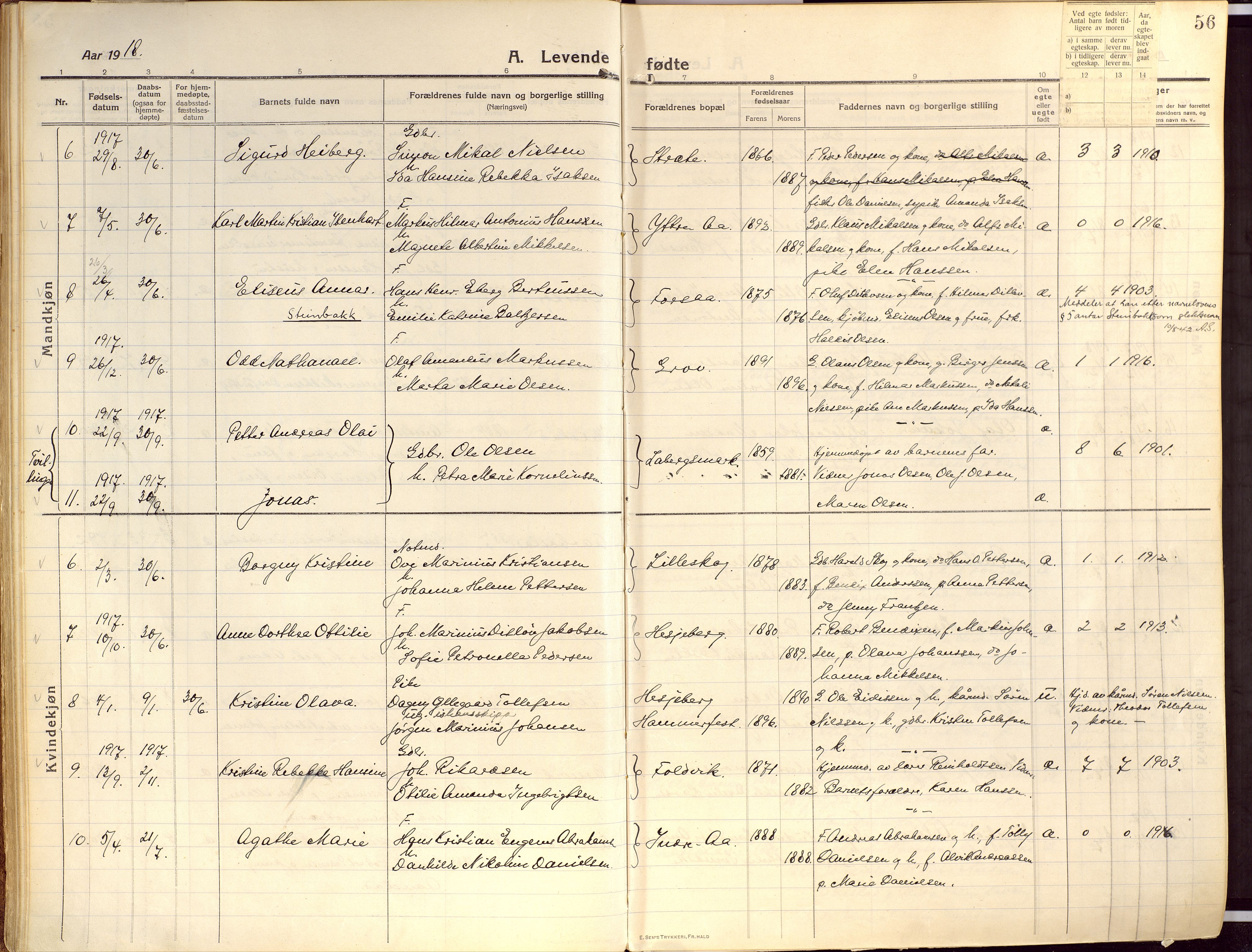 Ibestad sokneprestembete, AV/SATØ-S-0077/H/Ha/Haa/L0018kirke: Parish register (official) no. 18, 1915-1929, p. 56