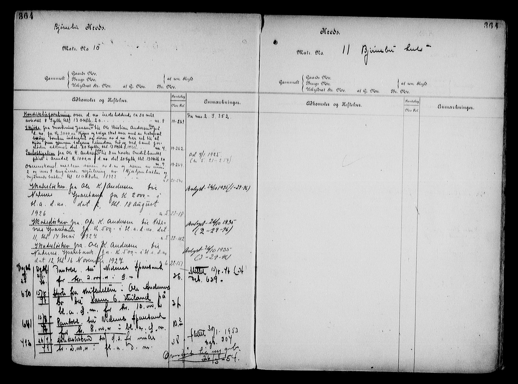 Arendal byfogd, AV/SAK-1222-0001/G/Ga/L0015: Mortgage register no. 13, 1860-1960, p. 364