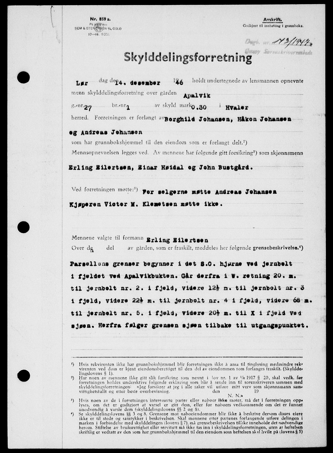 Onsøy sorenskriveri, SAO/A-10474/G/Ga/Gab/L0018: Mortgage book no. II A-18, 1946-1947, Diary no: : 143/1947