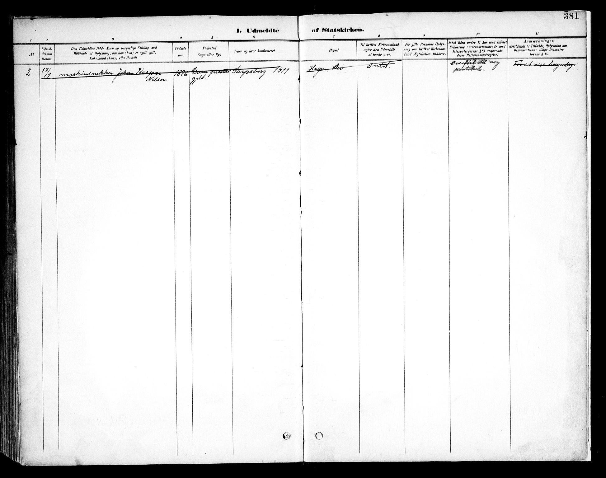 Kråkstad prestekontor Kirkebøker, AV/SAO-A-10125a/F/Fb/L0002: Parish register (official) no. II 2, 1893-1917, p. 381