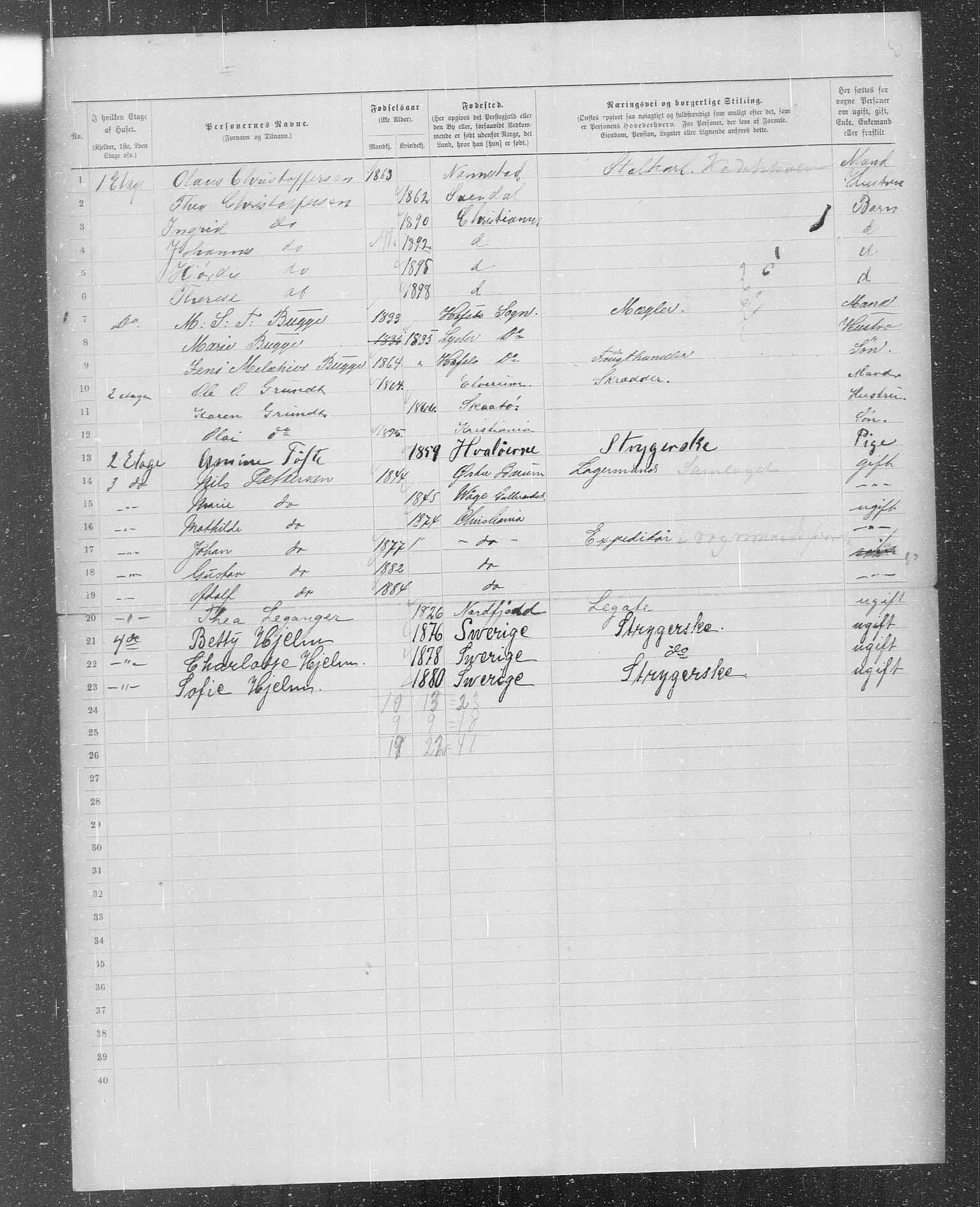 OBA, Municipal Census 1899 for Kristiania, 1899, p. 73