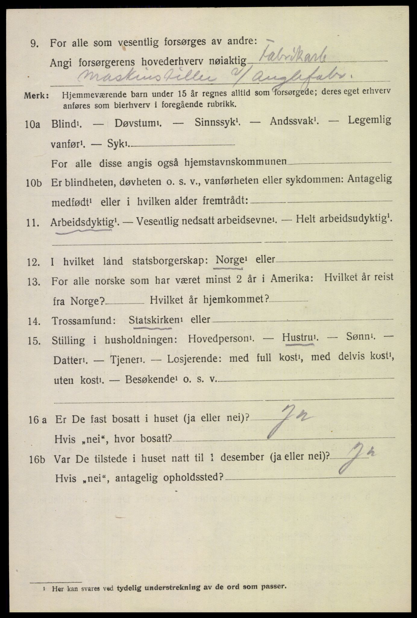 SAH, 1920 census for Vardal, 1920, p. 9548