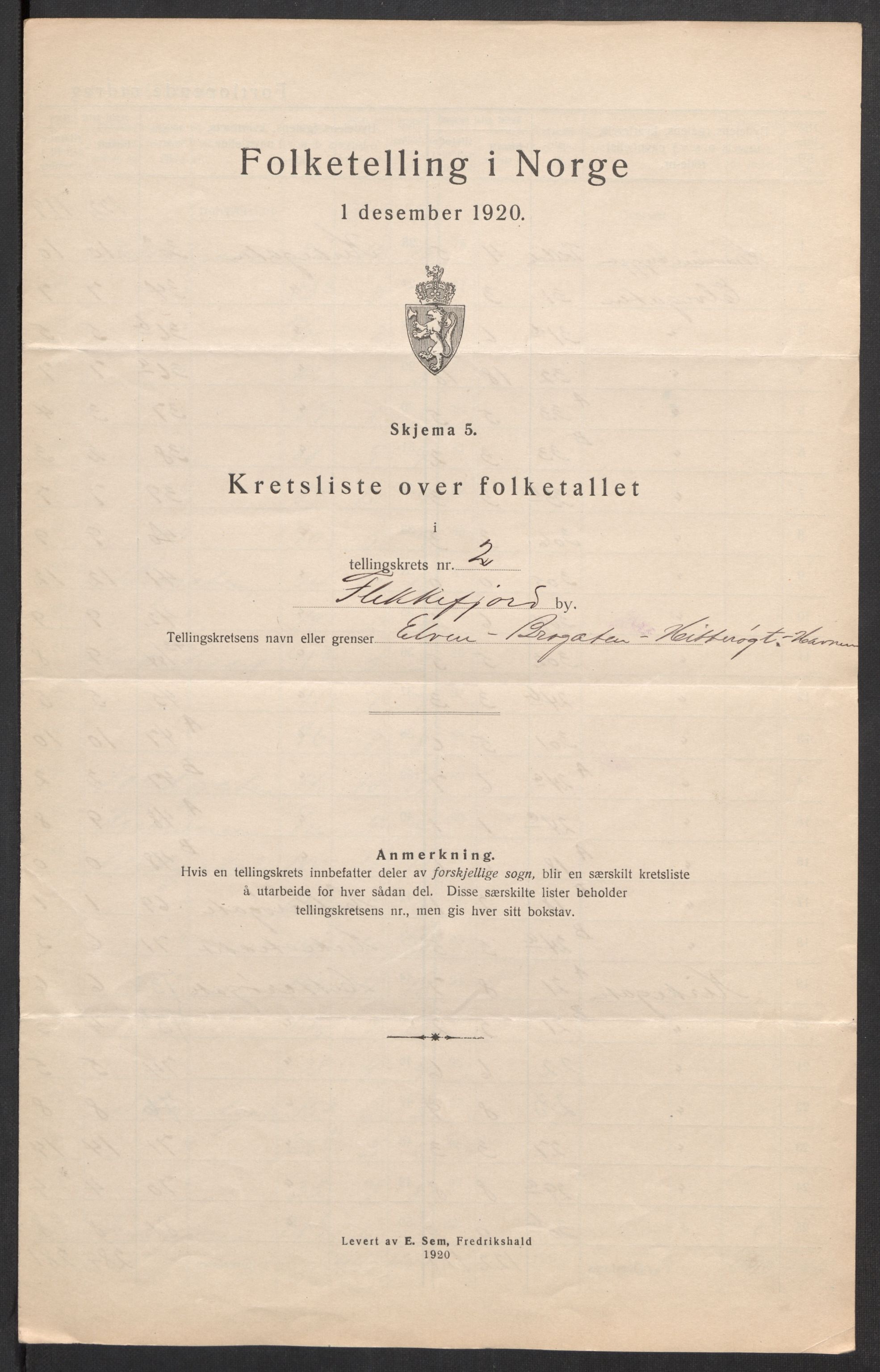 SAK, 1920 census for Flekkefjord, 1920, p. 10