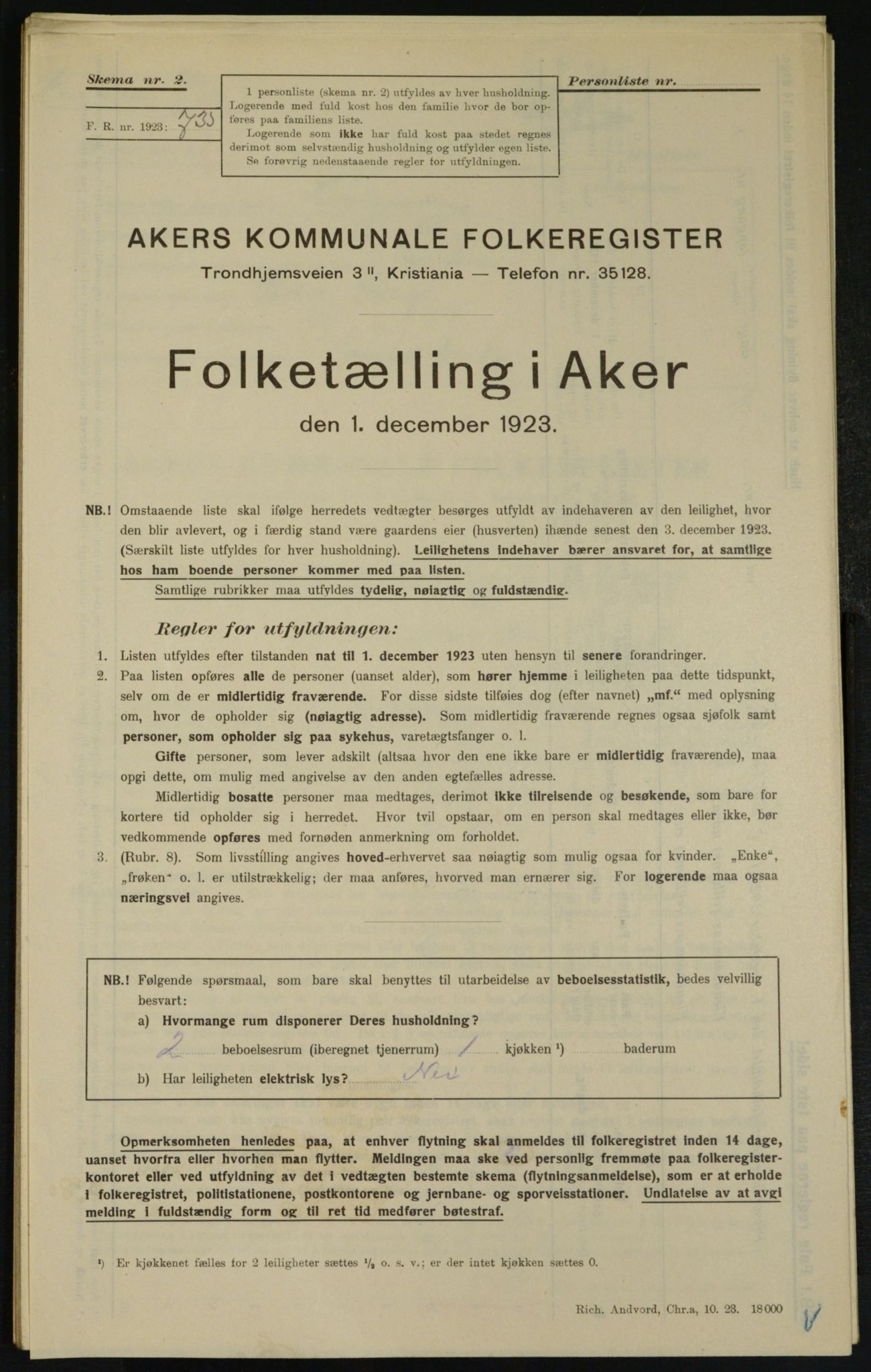 , Municipal Census 1923 for Aker, 1923, p. 27552