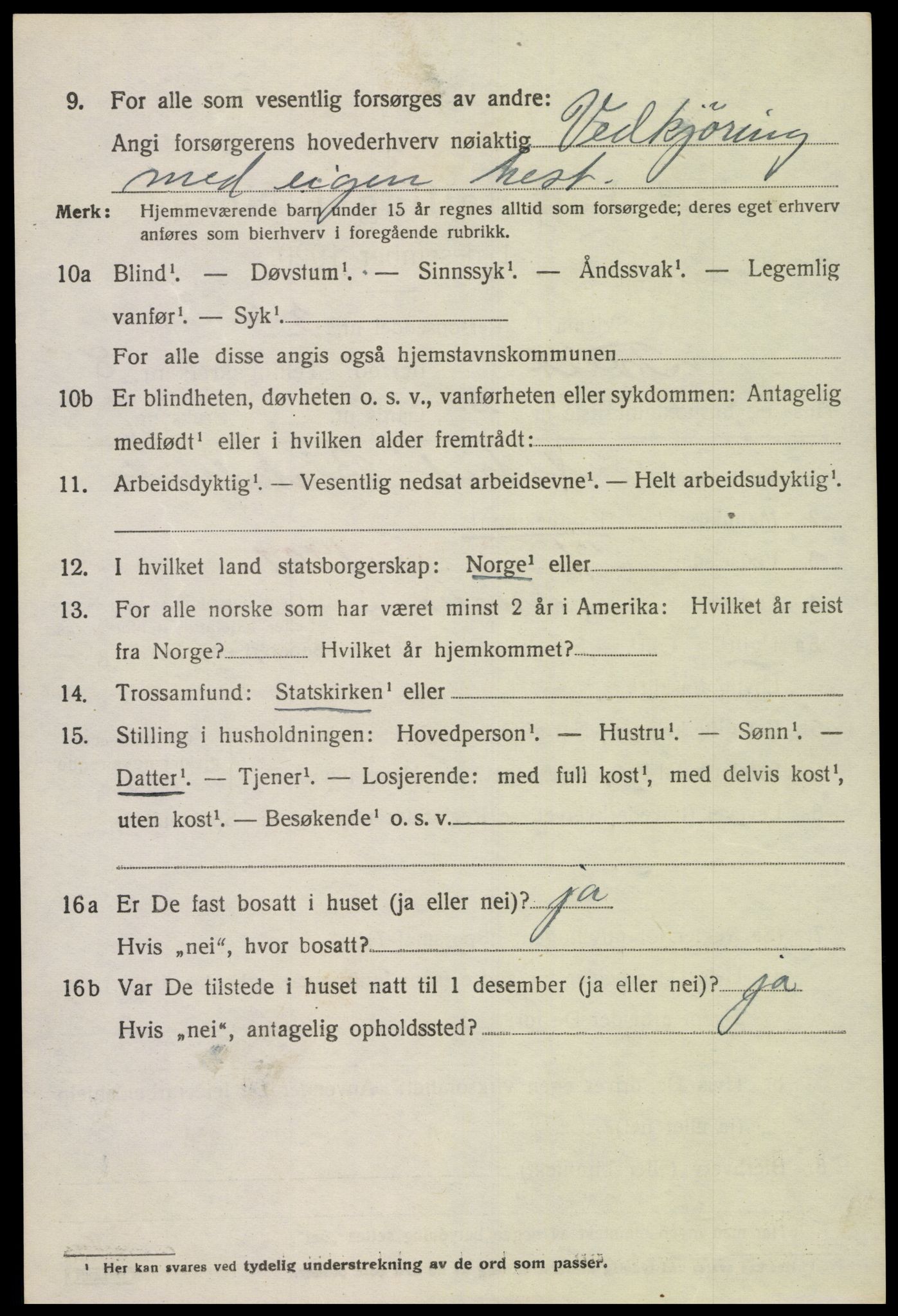 SAK, 1920 census for Tveit, 1920, p. 3497
