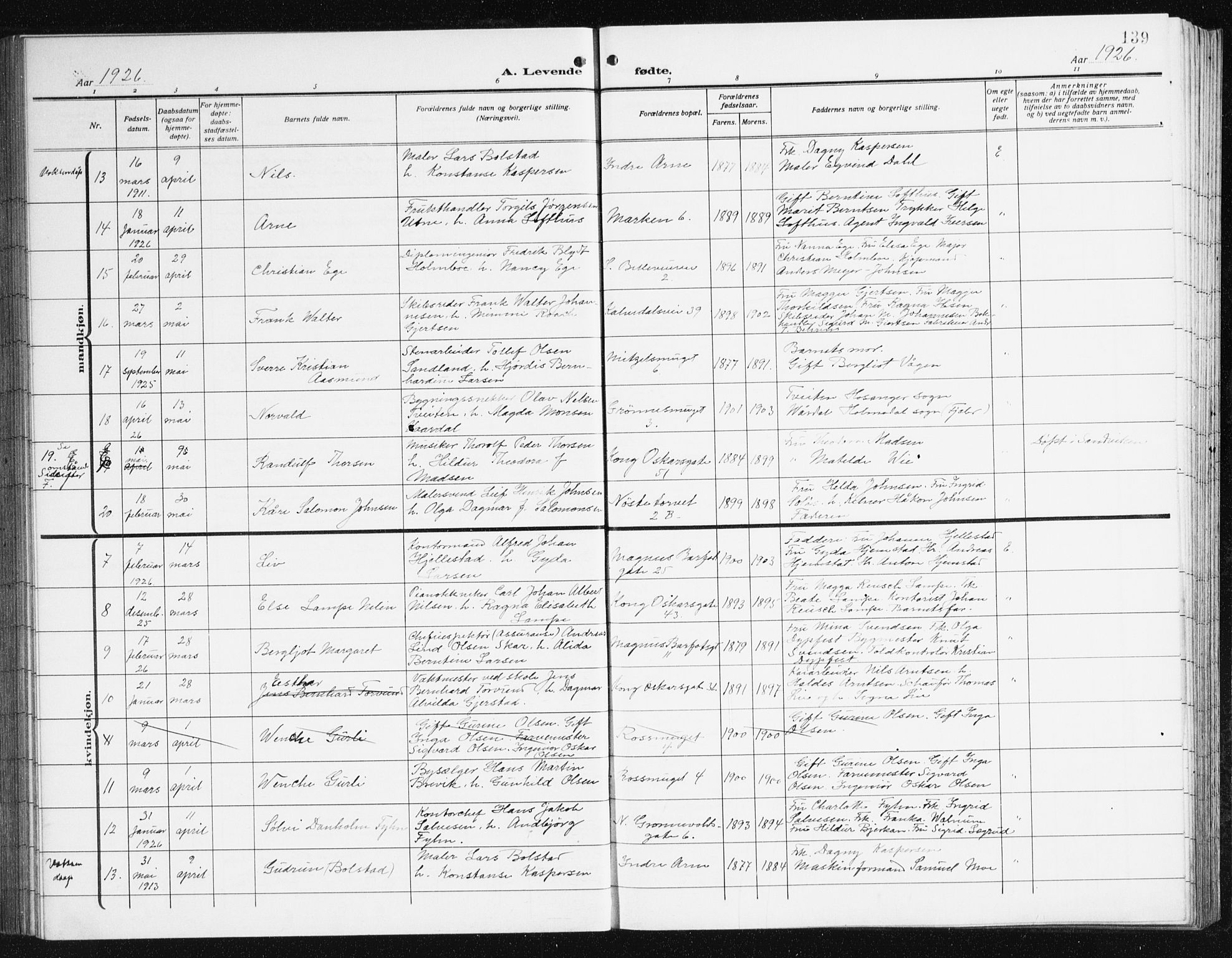 Domkirken sokneprestembete, AV/SAB-A-74801/H/Hab/L0018: Parish register (copy) no. B 11, 1915-1942, p. 139