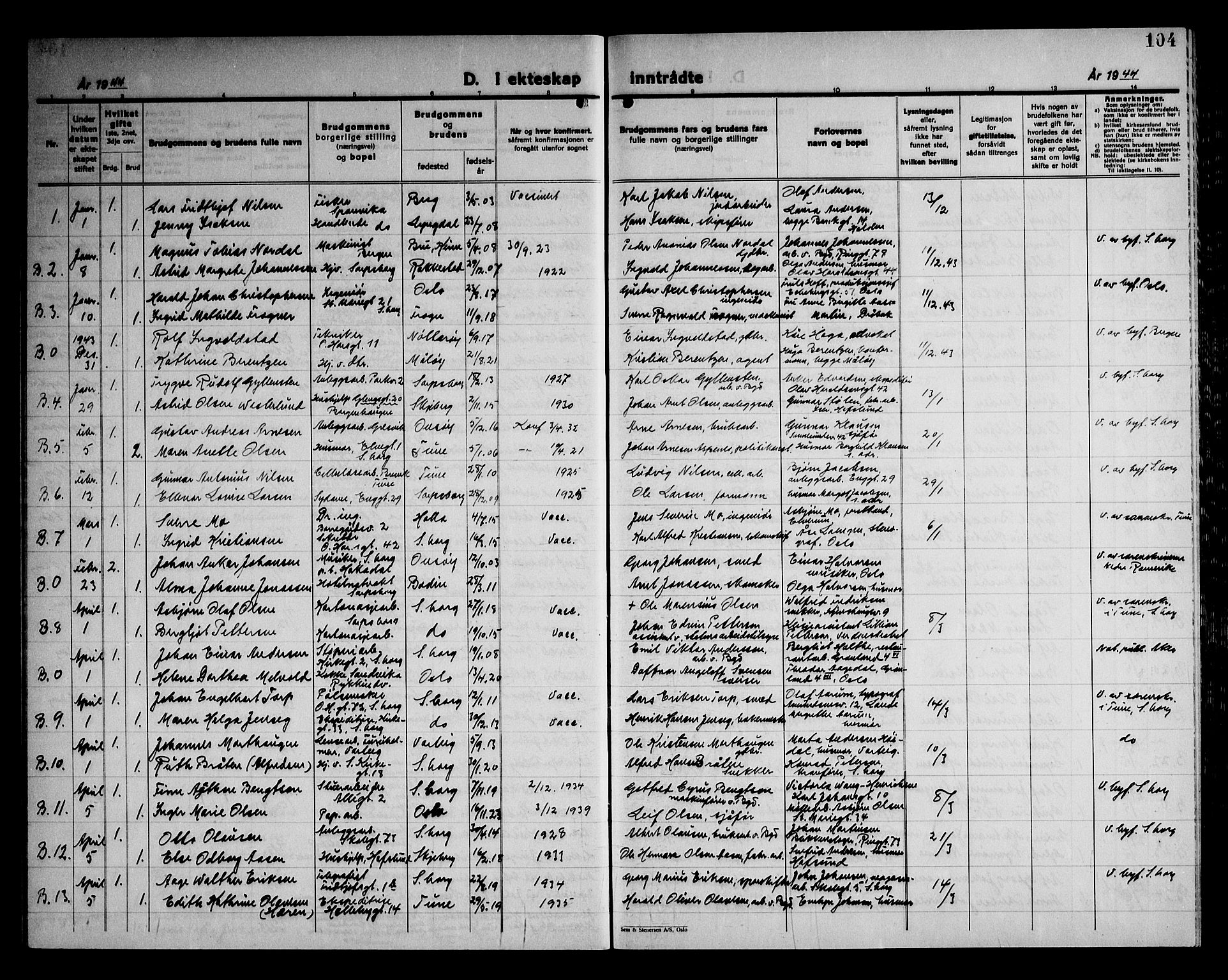 Sarpsborg prestekontor Kirkebøker, AV/SAO-A-2006/G/Ga/L0004: Parish register (copy) no. 4, 1929-1949, p. 104