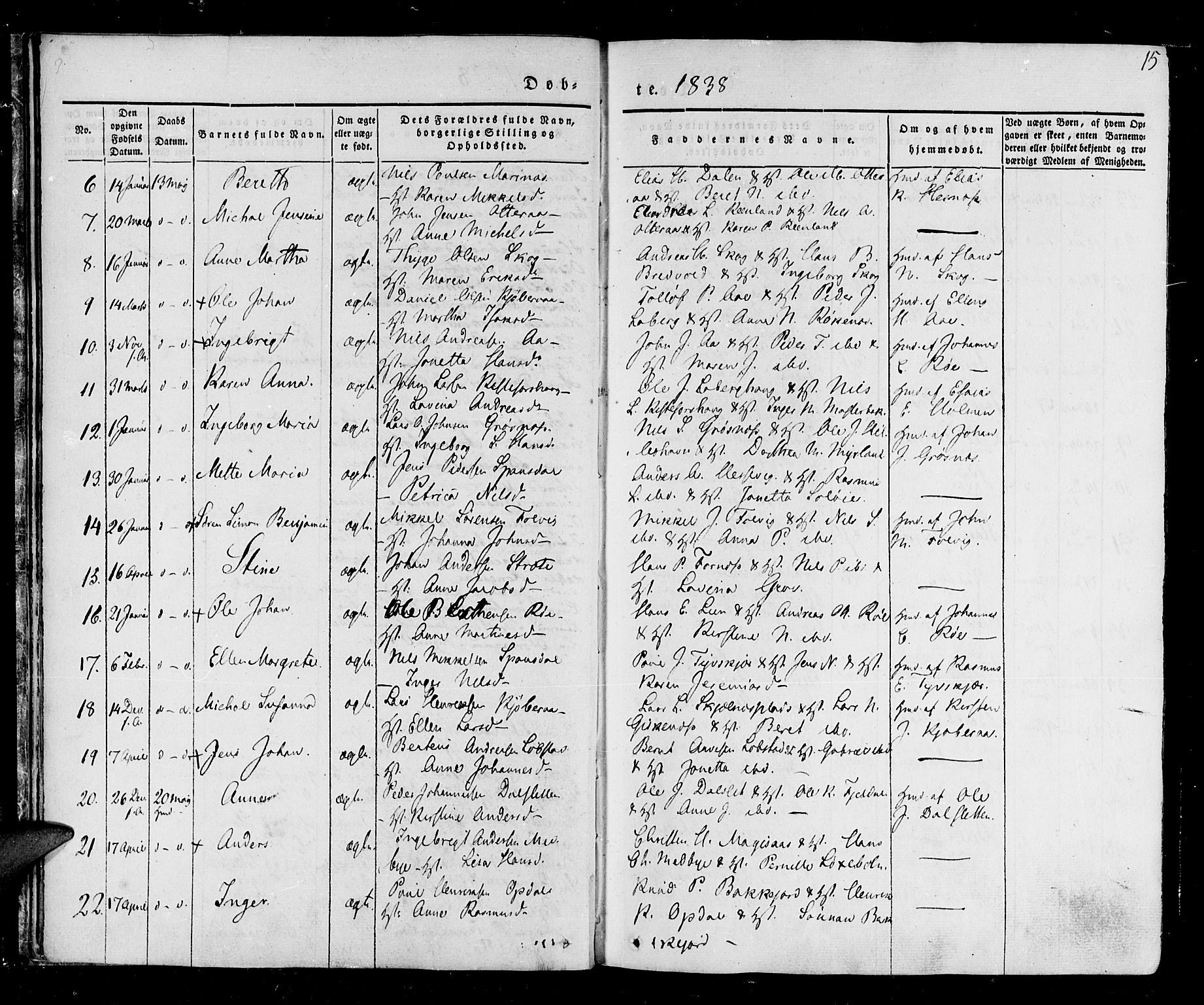 Ibestad sokneprestembete, SATØ/S-0077/H/Ha/Haa/L0006kirke: Parish register (official) no. 6, 1837-1850, p. 15