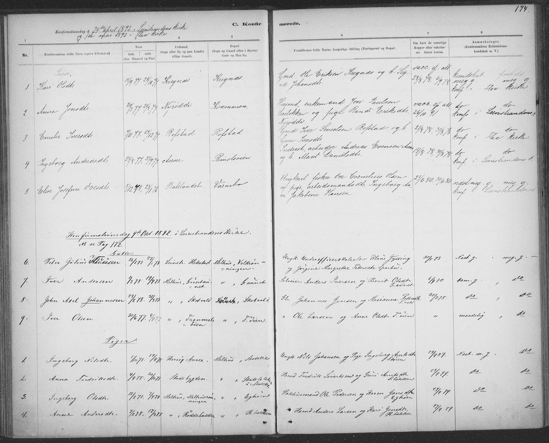 Ministerialprotokoller, klokkerbøker og fødselsregistre - Sør-Trøndelag, AV/SAT-A-1456/691/L1085: Parish register (official) no. 691A17, 1887-1908, p. 174