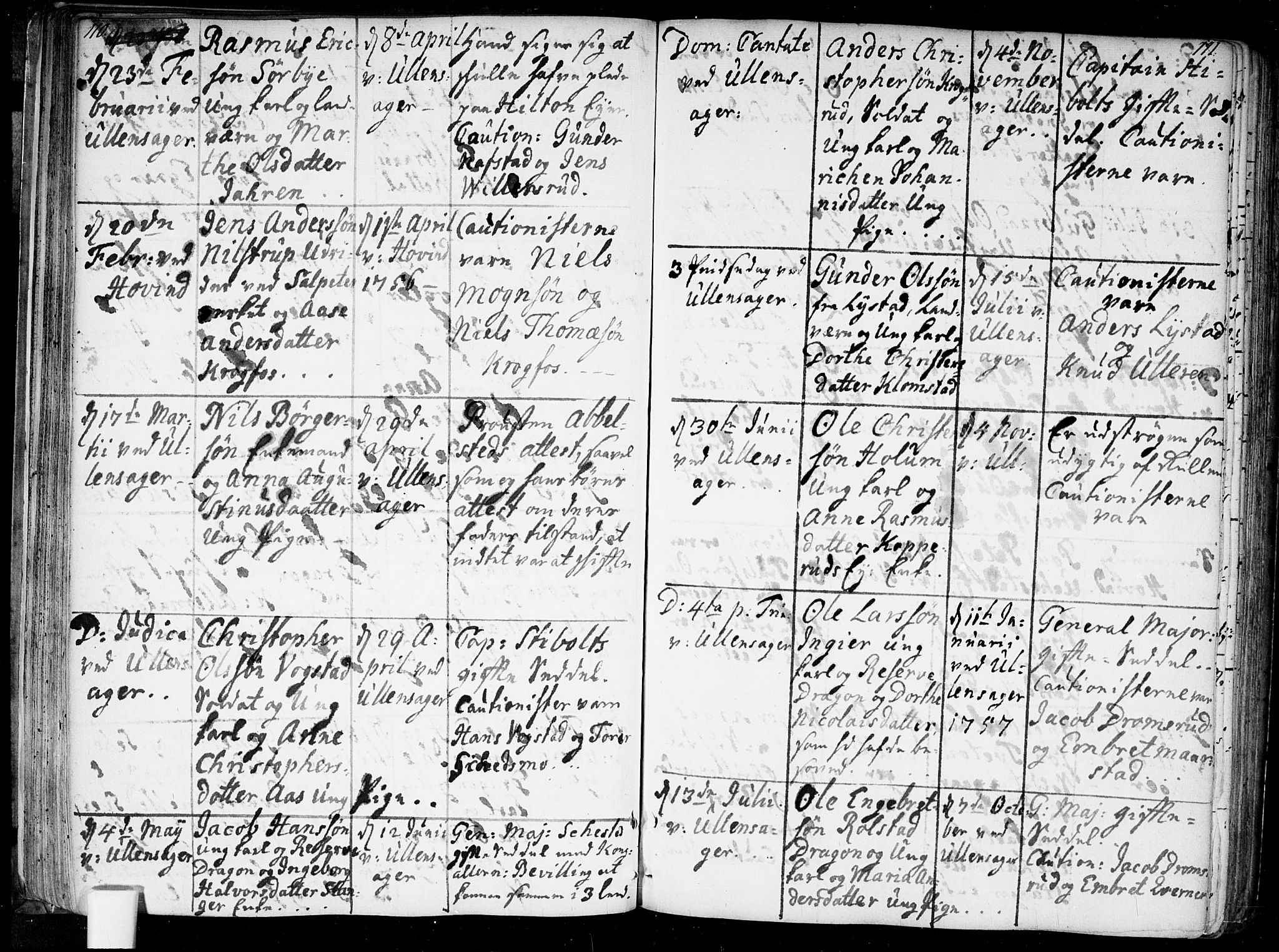 Ullensaker prestekontor Kirkebøker, SAO/A-10236a/F/Fa/L0010: Parish register (official) no. I 10, 1733-1776, p. 110-111