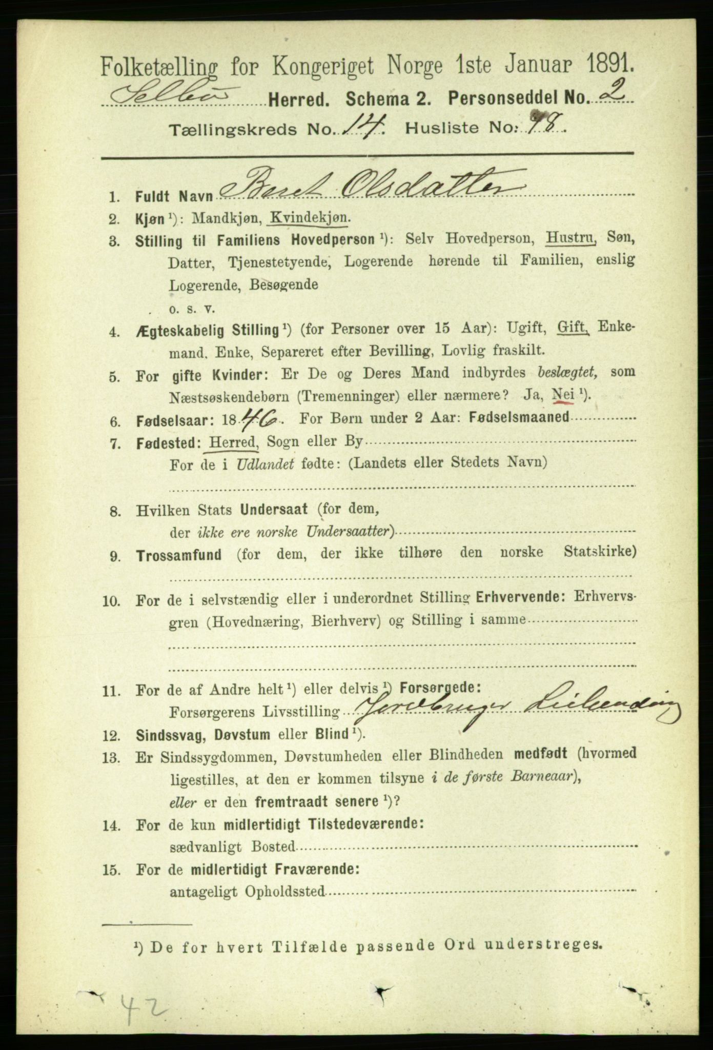 RA, 1891 census for 1664 Selbu, 1891, p. 5386