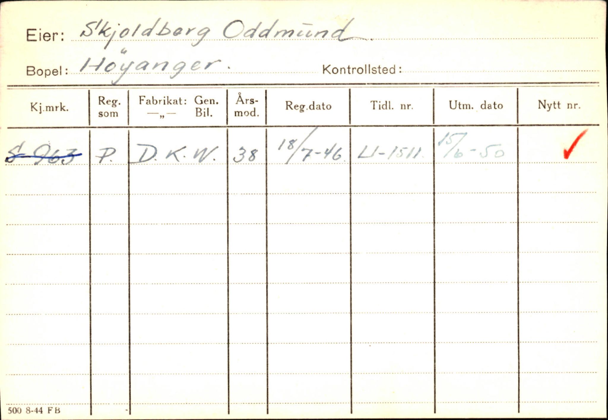 Statens vegvesen, Sogn og Fjordane vegkontor, AV/SAB-A-5301/4/F/L0131: Eigarregister Høyanger P-Å. Stryn S-Å, 1945-1975, p. 231