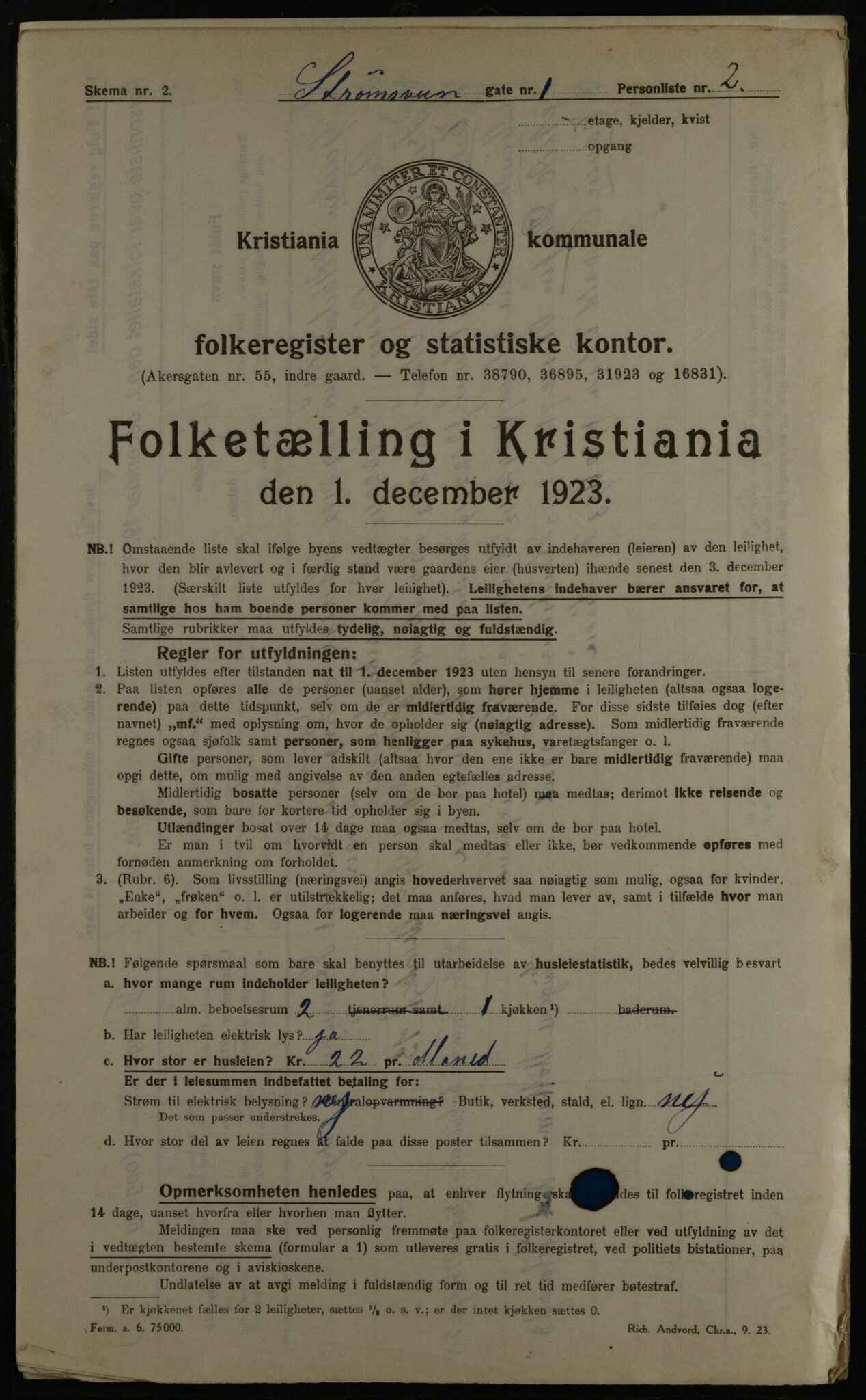 OBA, Municipal Census 1923 for Kristiania, 1923, p. 115109