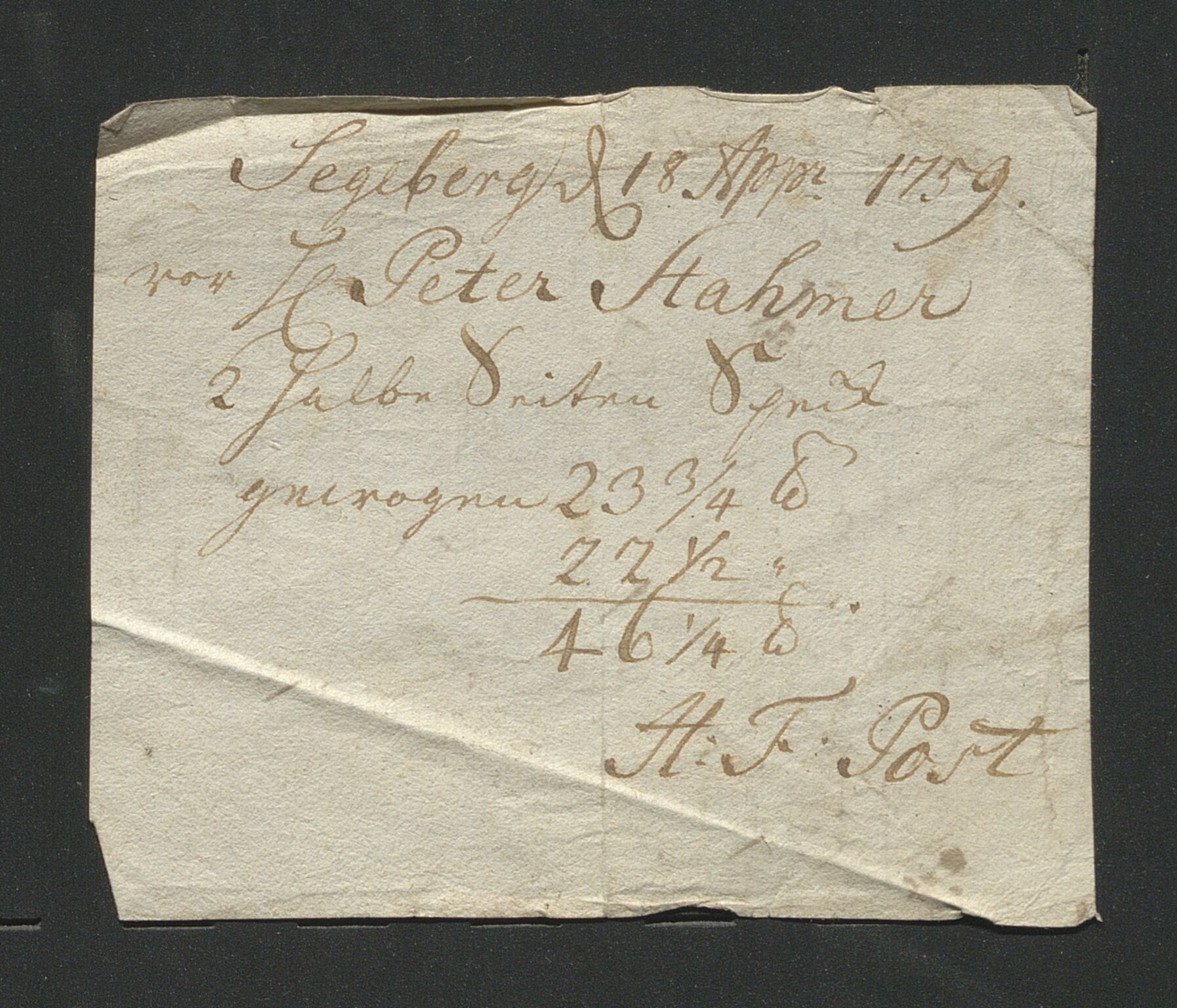 Åker i Vang, Hedmark, og familien Todderud, AV/SAH-ARK-010/J/Jc/L0002: Korrespondanse, 1753-1762, p. 210