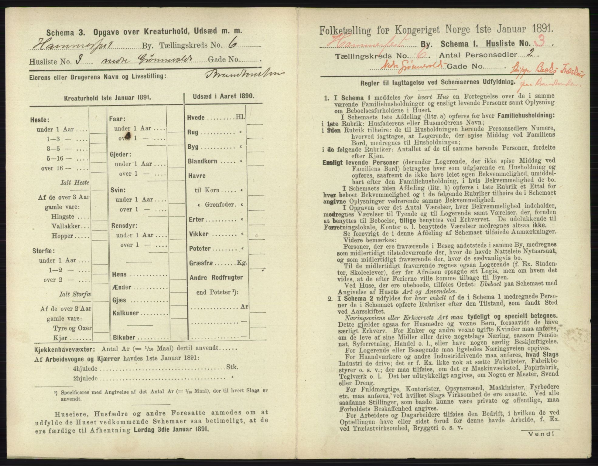 RA, 1891 census for 2001 Hammerfest, 1891, p. 1636