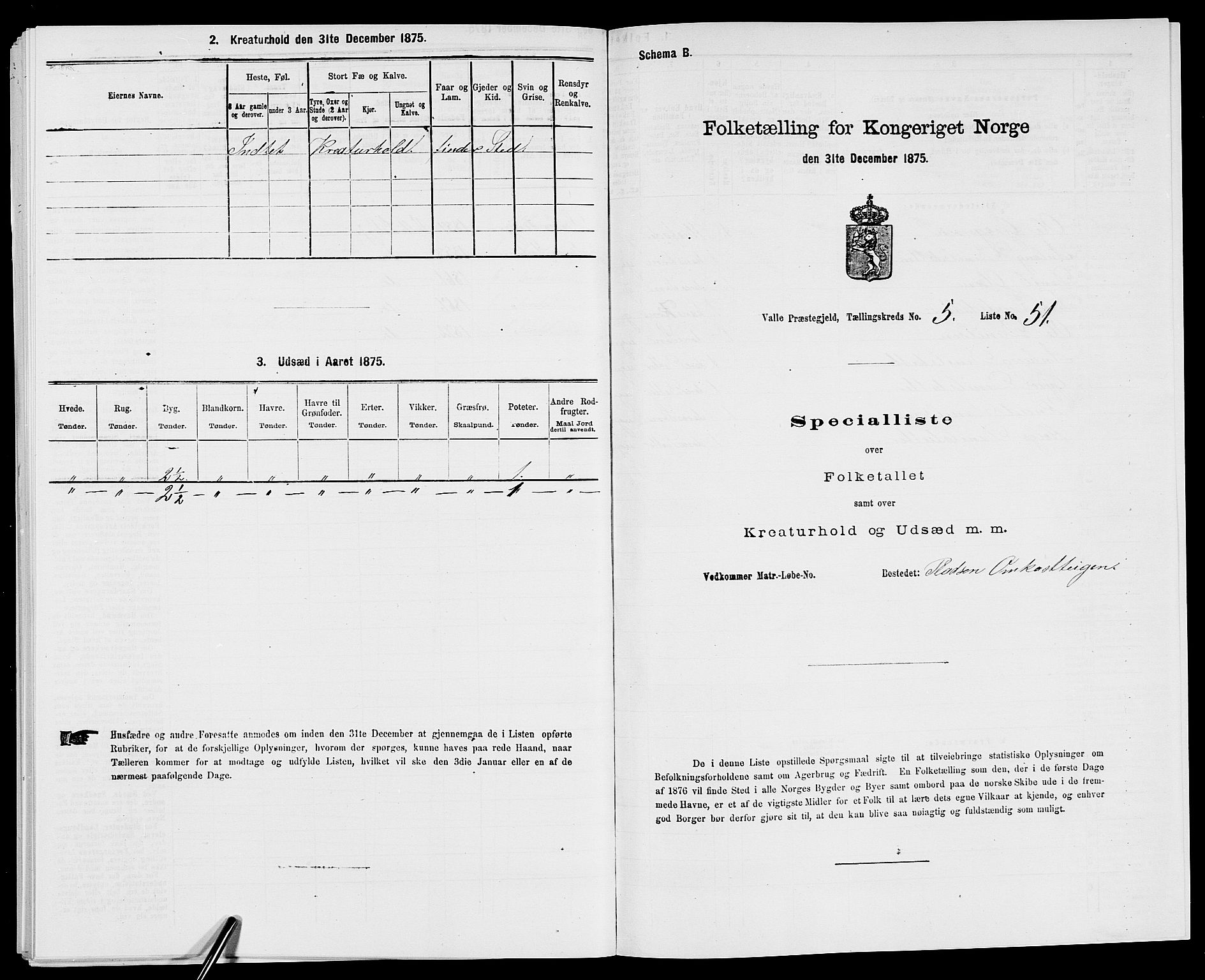 SAK, 1875 census for 0940P Valle, 1875, p. 551