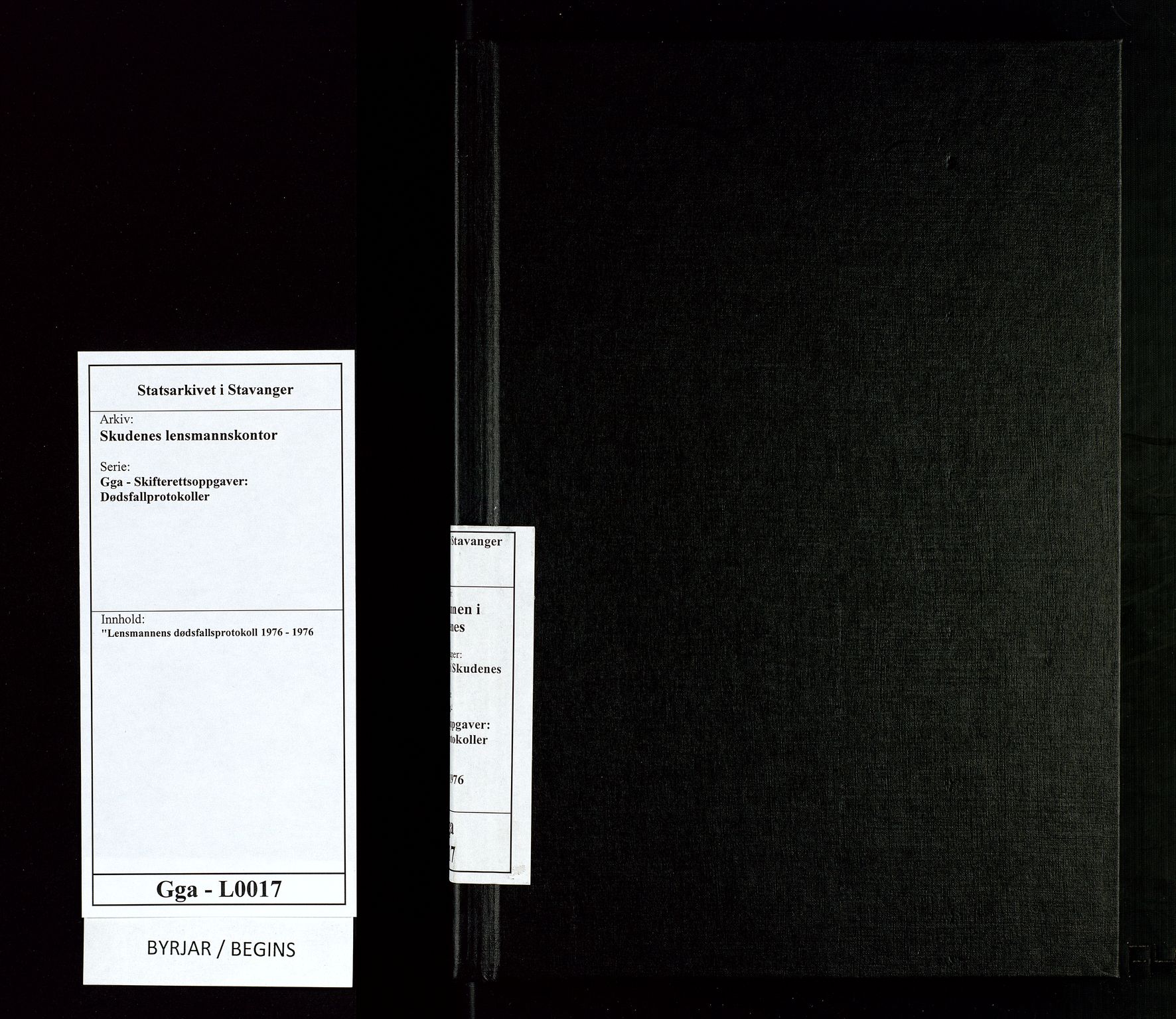 Skudenes lensmannskontor, AV/SAST-A-100444/Gga/L0017: "Lensmannens dødsfallsprotokoll, 1976