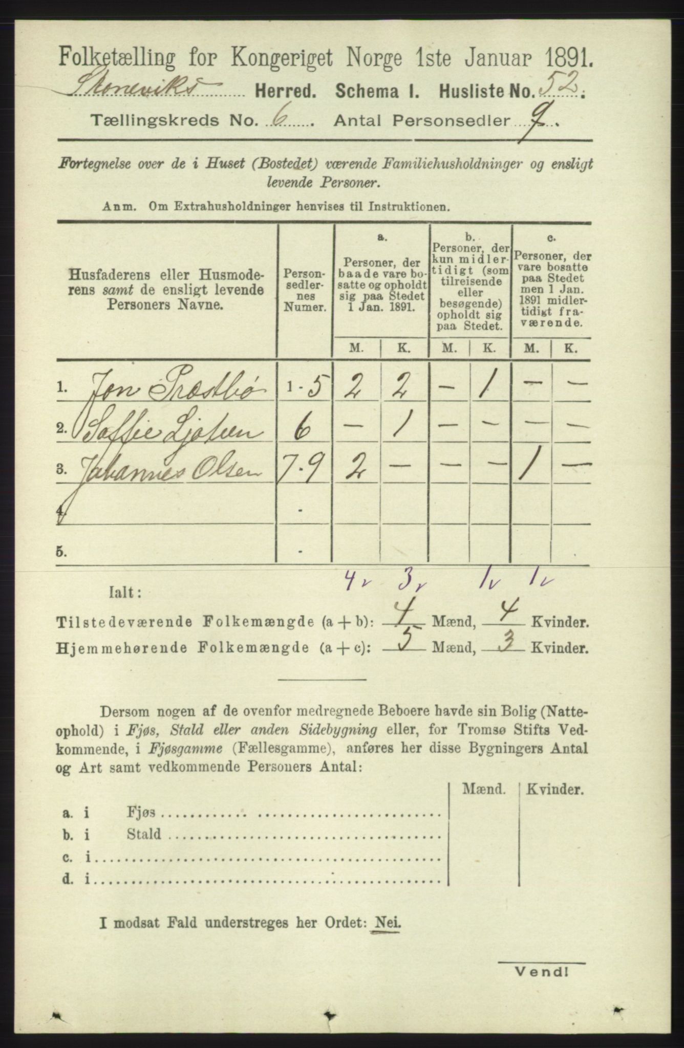 RA, 1891 census for 1212 Skånevik, 1891, p. 1533