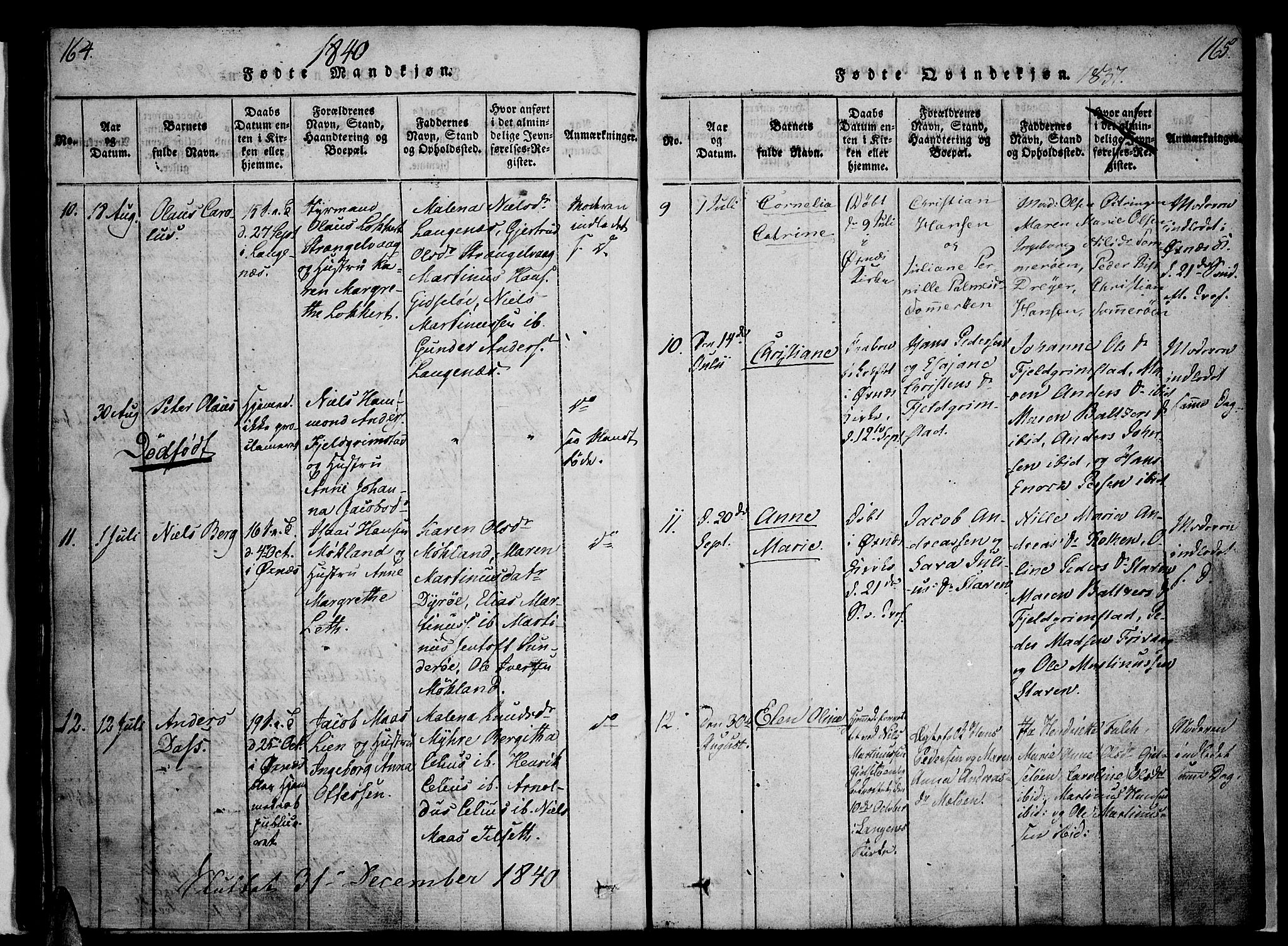 Ministerialprotokoller, klokkerbøker og fødselsregistre - Nordland, AV/SAT-A-1459/893/L1331: Parish register (official) no. 893A04, 1820-1840, p. 164-165