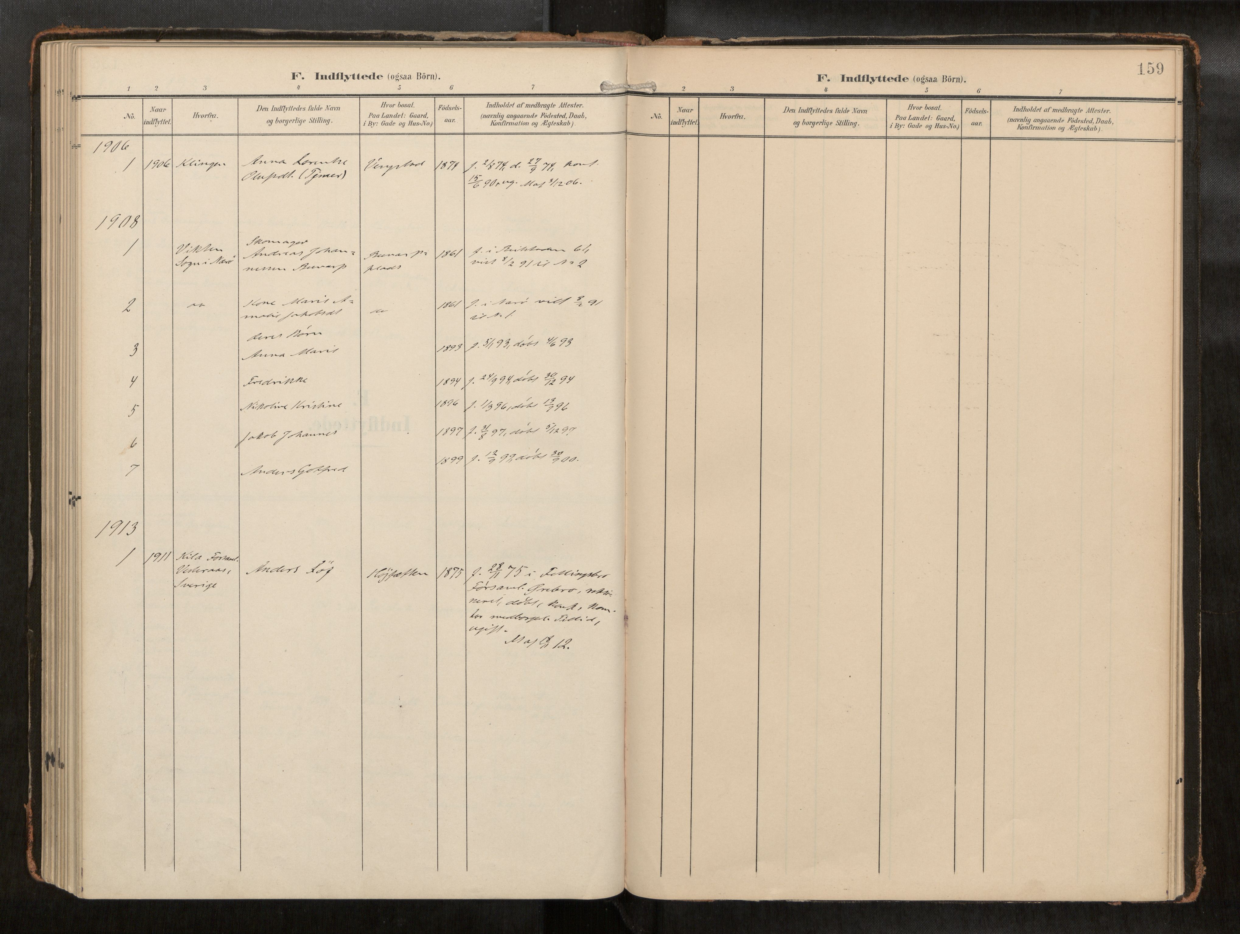 Ministerialprotokoller, klokkerbøker og fødselsregistre - Nord-Trøndelag, AV/SAT-A-1458/742/L0409a: Parish register (official) no. 742A03, 1906-1924, p. 159