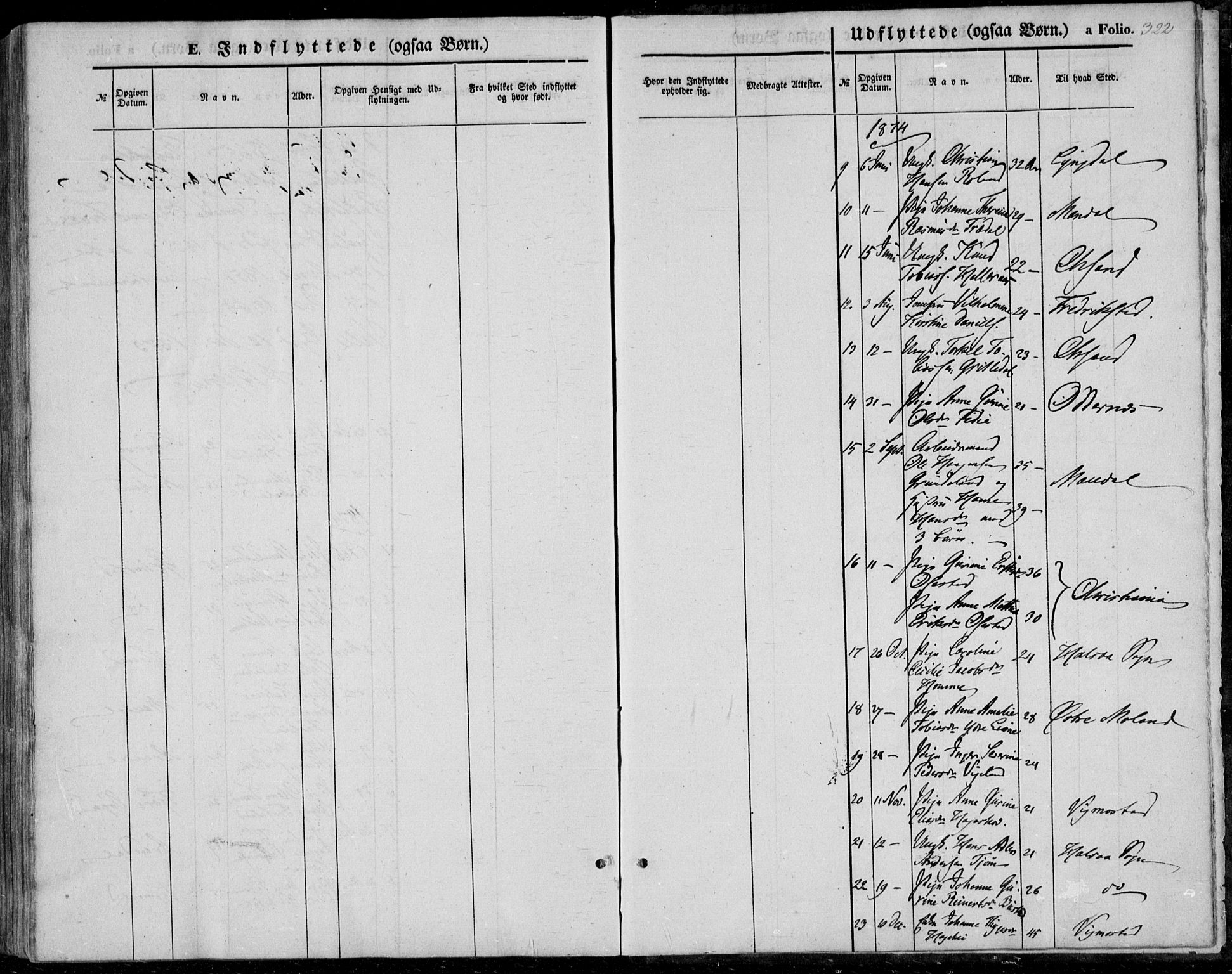 Sør-Audnedal sokneprestkontor, AV/SAK-1111-0039/F/Fa/Fab/L0007: Parish register (official) no. A 7, 1855-1876, p. 322