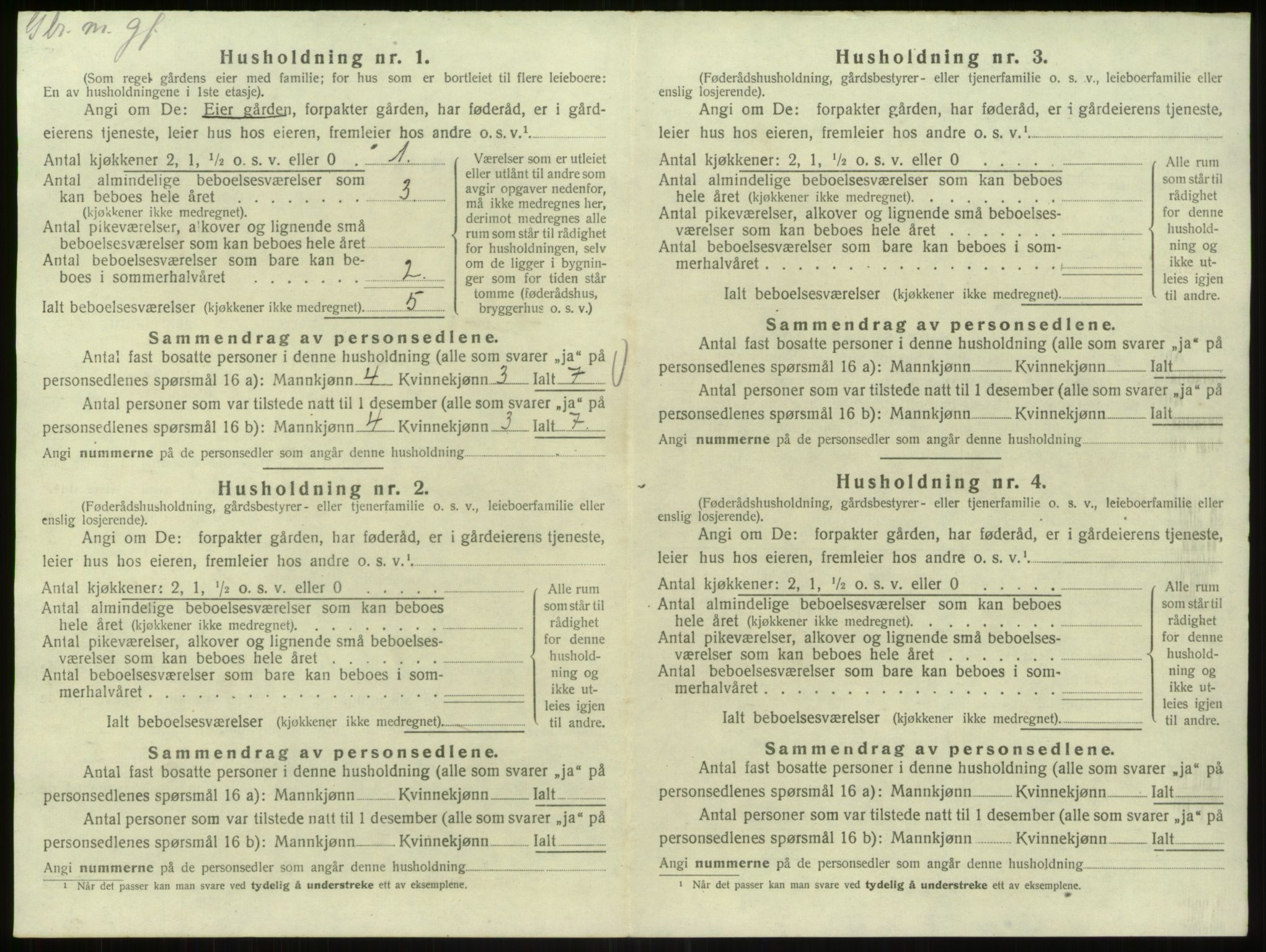 SAB, 1920 census for Bruvik, 1920, p. 1077