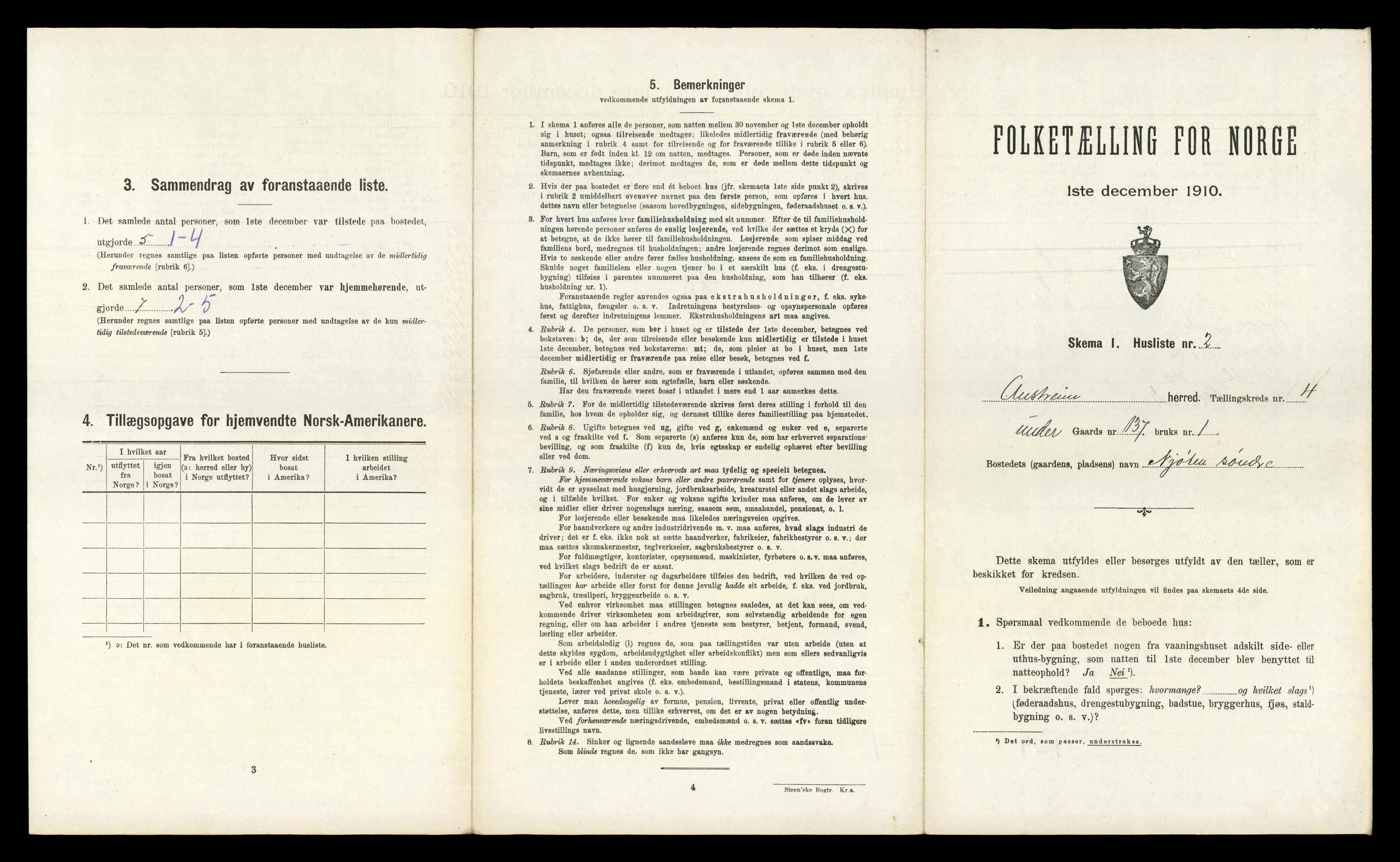 RA, 1910 census for Austrheim, 1910, p. 208